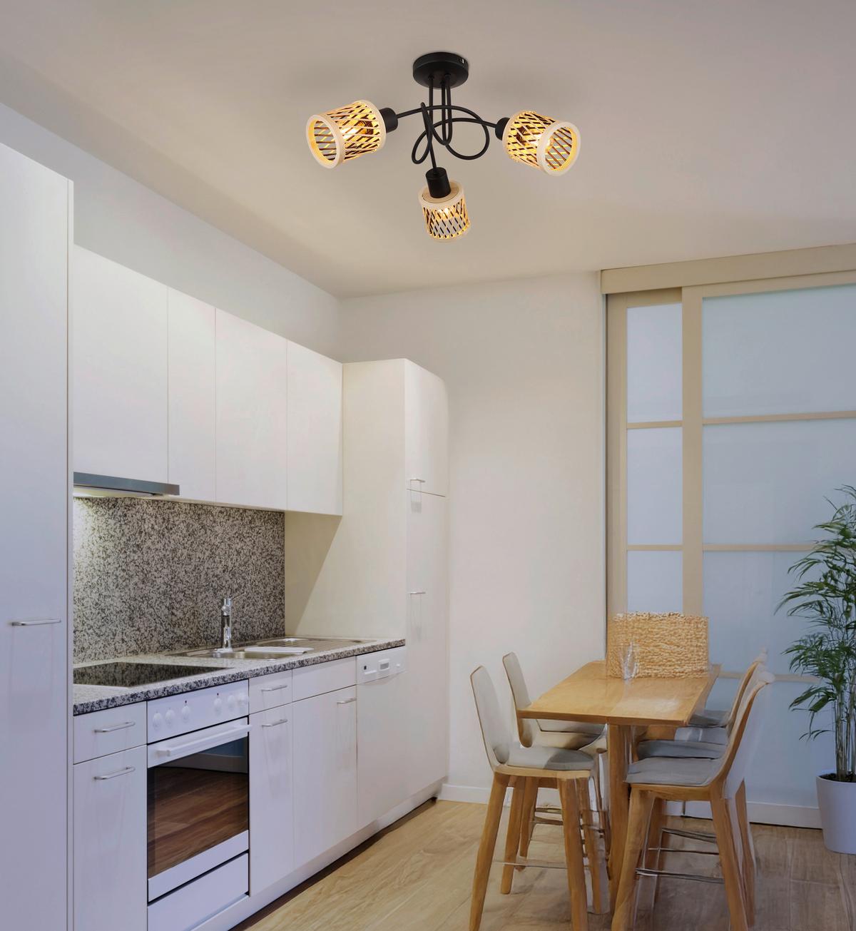 Deckenleuchte Exkl. 3xe14, 10w - Schwarz/Grau, Design, Glas/Metall (40/26cm) - Globo