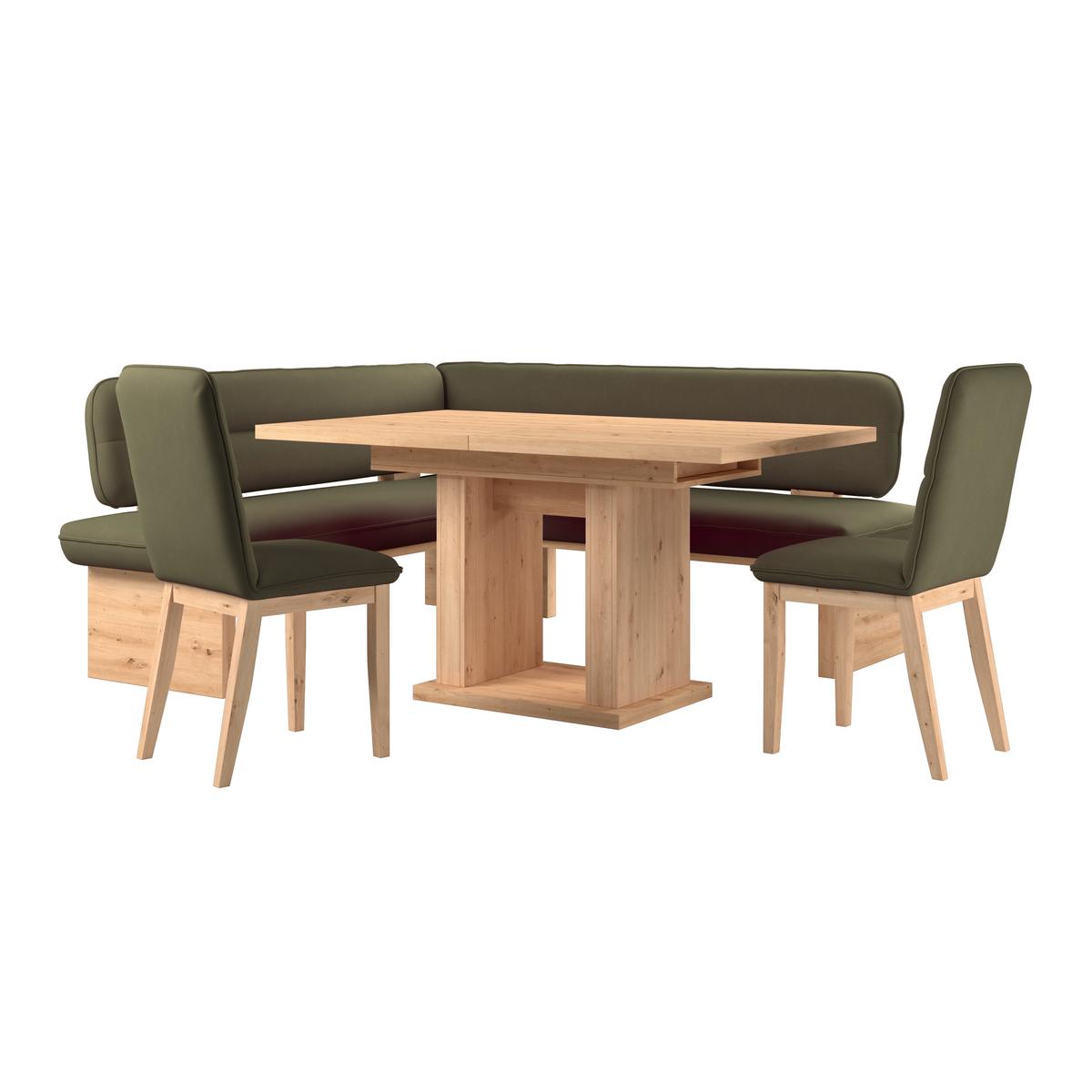 Eckbank Beluna Ii Webstoff Grün, B: 170cm - Eichefarben/Grün, KONVENTIONELL, Holz/Textil (170/192cm) - James Wood