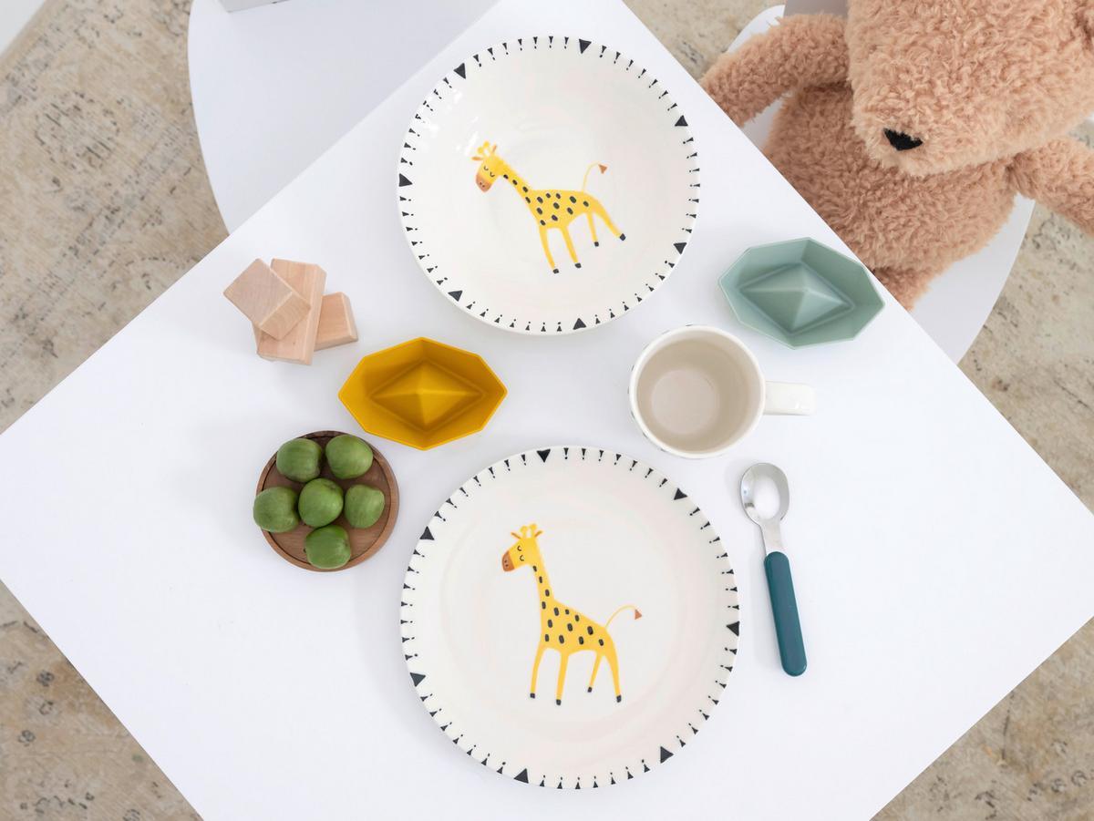 Kindergeschirrset 3 -Teilig. Steinzeug, Giraffe - Multicolor, Basics, Keramik - Creatable