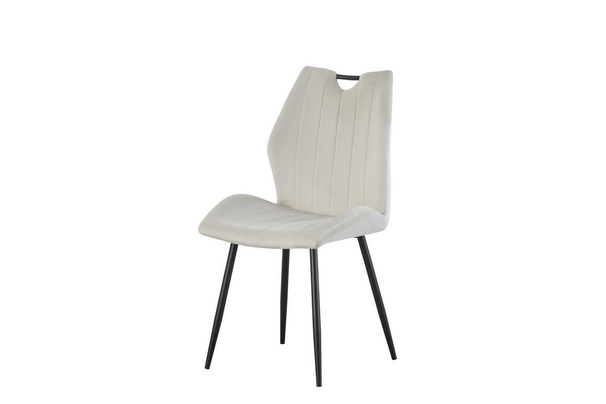 Stuhl-Set Christin Creme B: 52 cm - Creme/Schwarz, MODERN, Textil/Metall (52/75/58cm) - MID.YOU