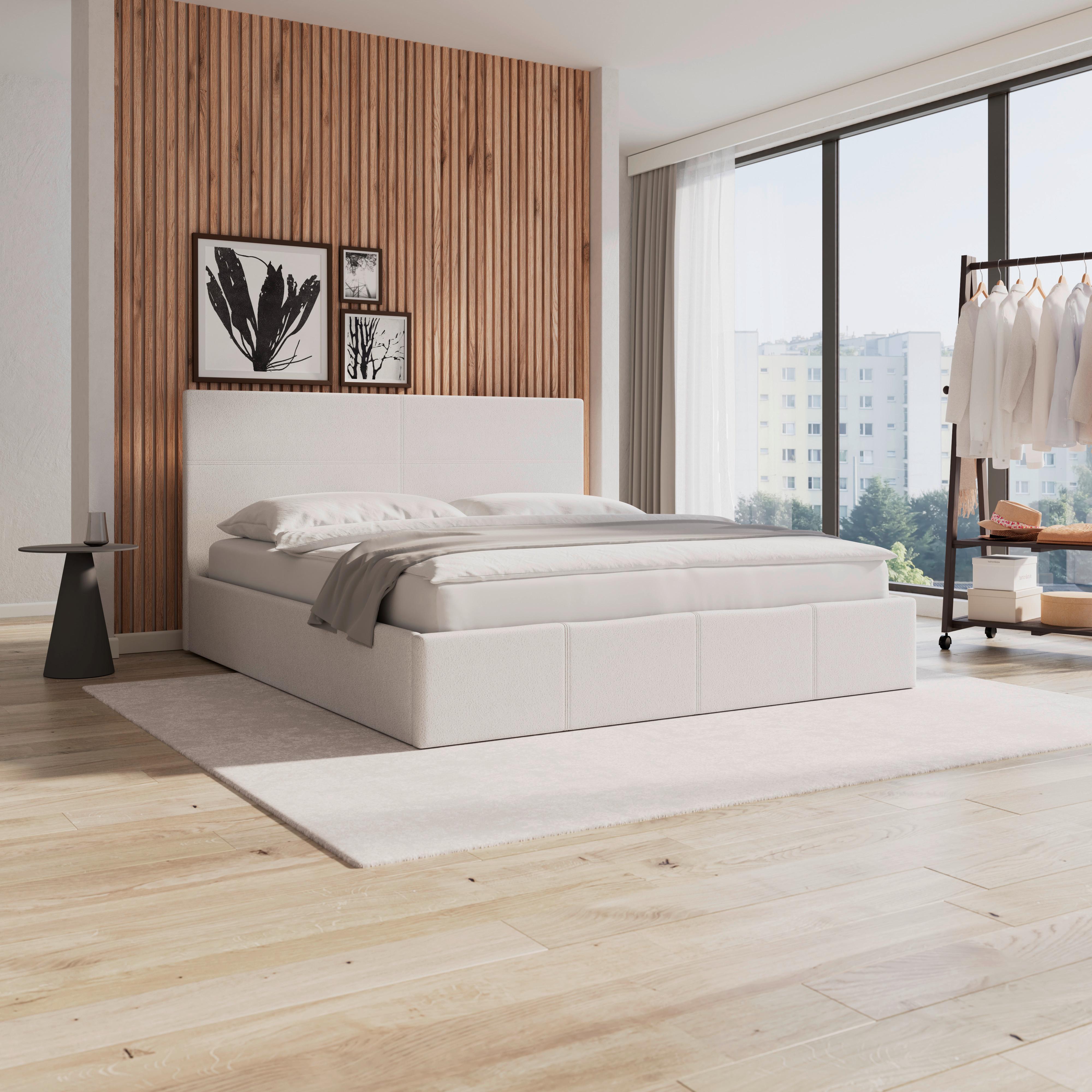Čalúnená posteľ YARA 180x200 cm, biela - čierna/biela, Modern, kov/drevo (180/200cm) - Bessagi Home