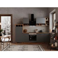 Küchenzeile Economy Mit Geräten 280 Cm Grau/wildeiche - Wildeiche/Grau, Basics, Holzwerkstoff (280cm) - Respekta