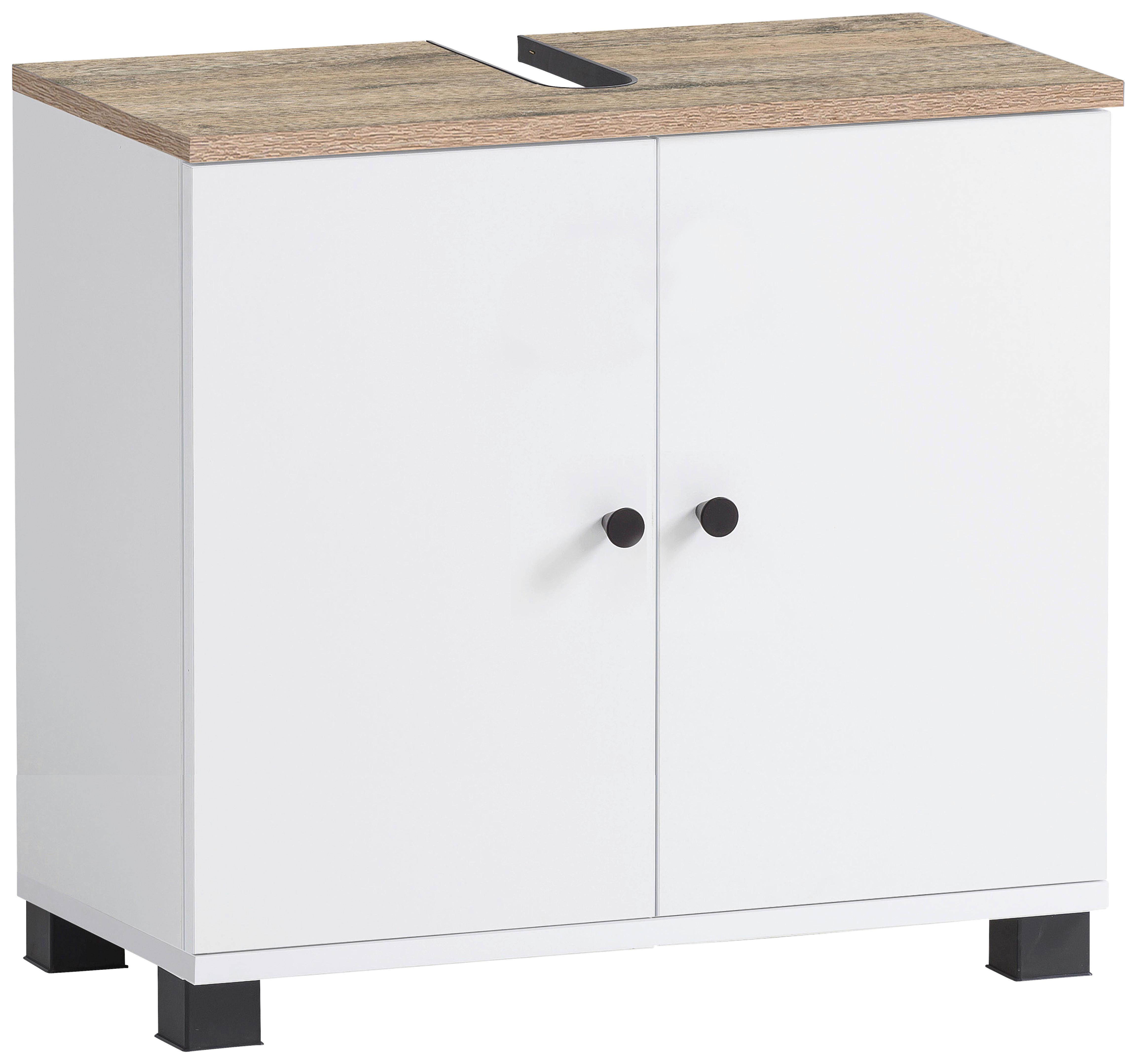 Waschbeckenunterschrank Balto - Schwarz/Weiß, MODERN, Holzwerkstoff (60/62,4/32,6cm) - MID.YOU