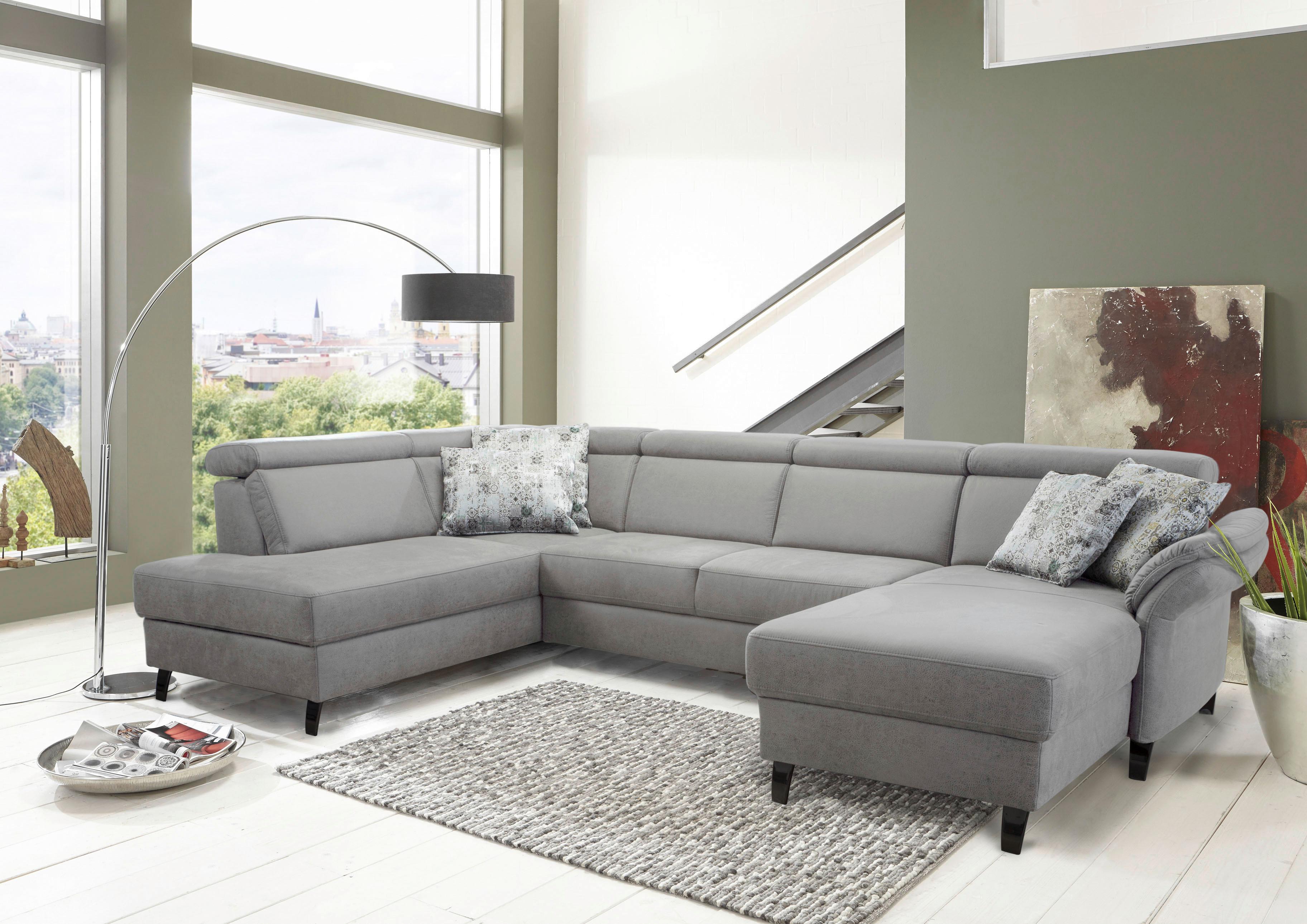 Wohnlandschaft Arngast links hellgrau, 193x317x165 cm - Hellgrau/Schwarz, KONVENTIONELL, Textil (193/317/165cm) - Sit & More