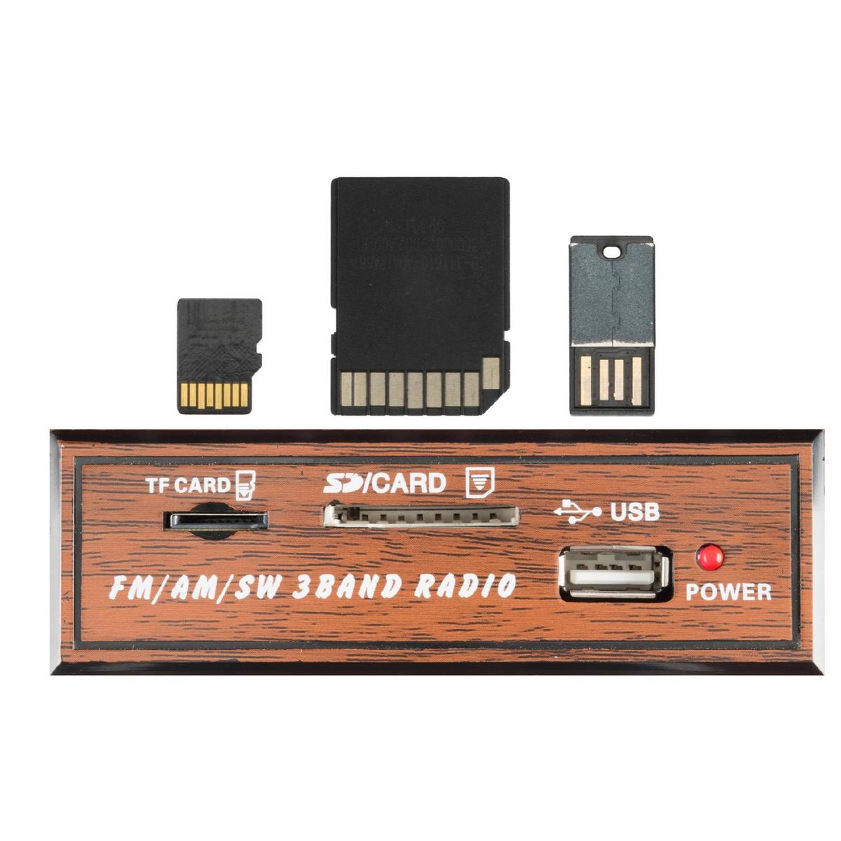 Táskarádió Retro - világosbarna, Basics, faalapú anyag (28/22/14cm)