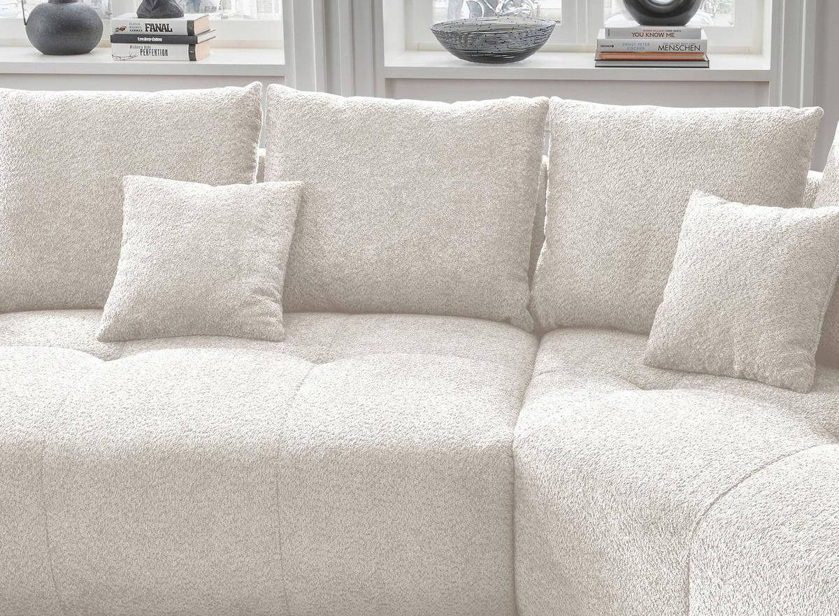 Big Sofa Fertilia Mit Kissen B: 323 Cm Weiß Bouclé - Schwarz/Weiß, MODERN, Textil (323/91/155cm) - Livetastic