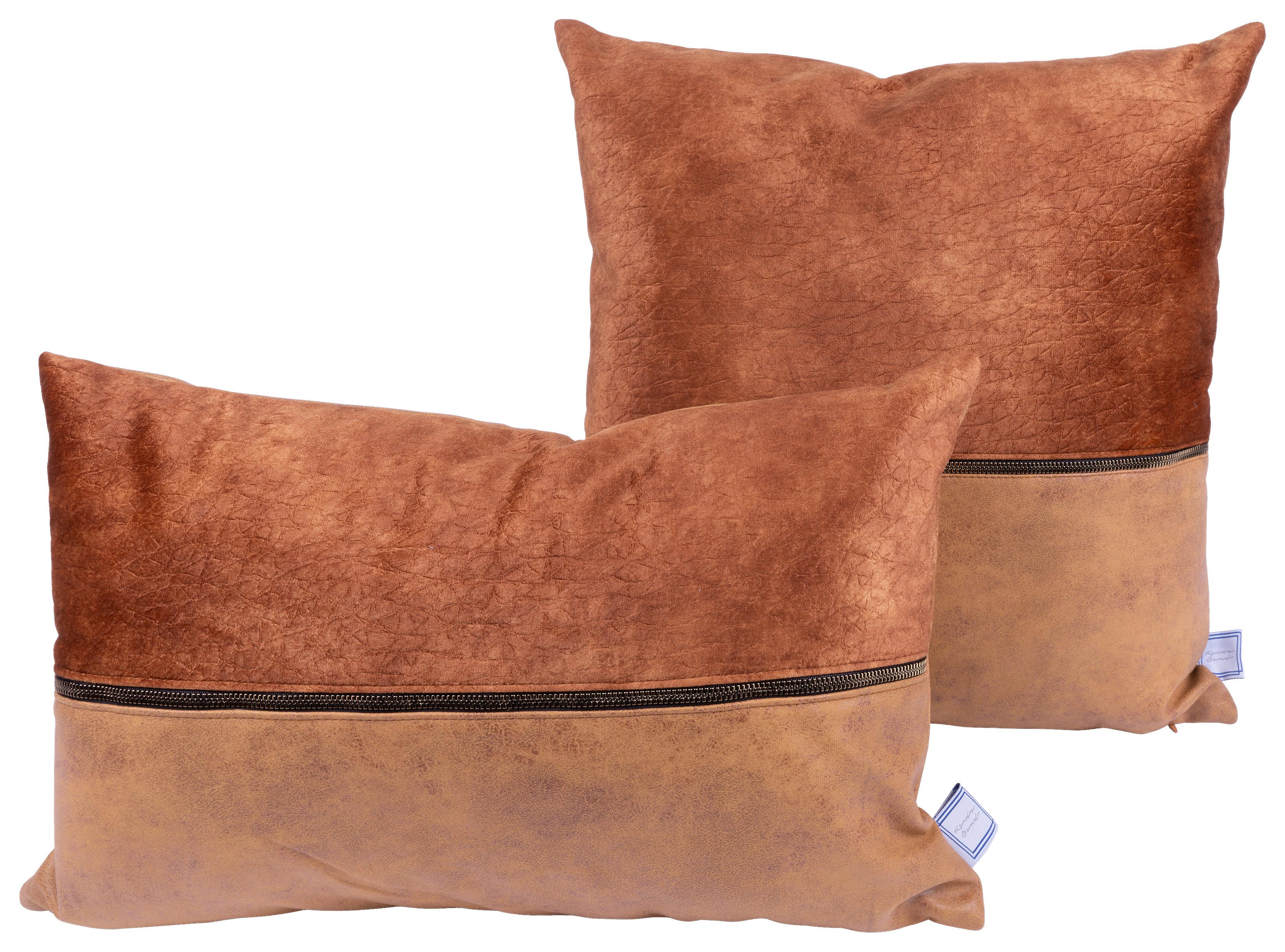 Zierkissen Picco 125 2er-Set Cappucino/Terracotta B:30/45cm - Terracotta/Cappuccino, KONVENTIONELL, Textil (30x45/50x45cm)