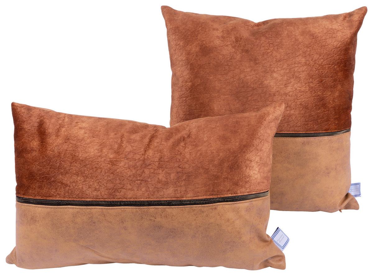 Zierkissen Picco 125 2er-Set Cappucino/Terracotta B:30/45cm - Terracotta/Cappuccino, KONVENTIONELL, Textil (30x45/50x45cm)
