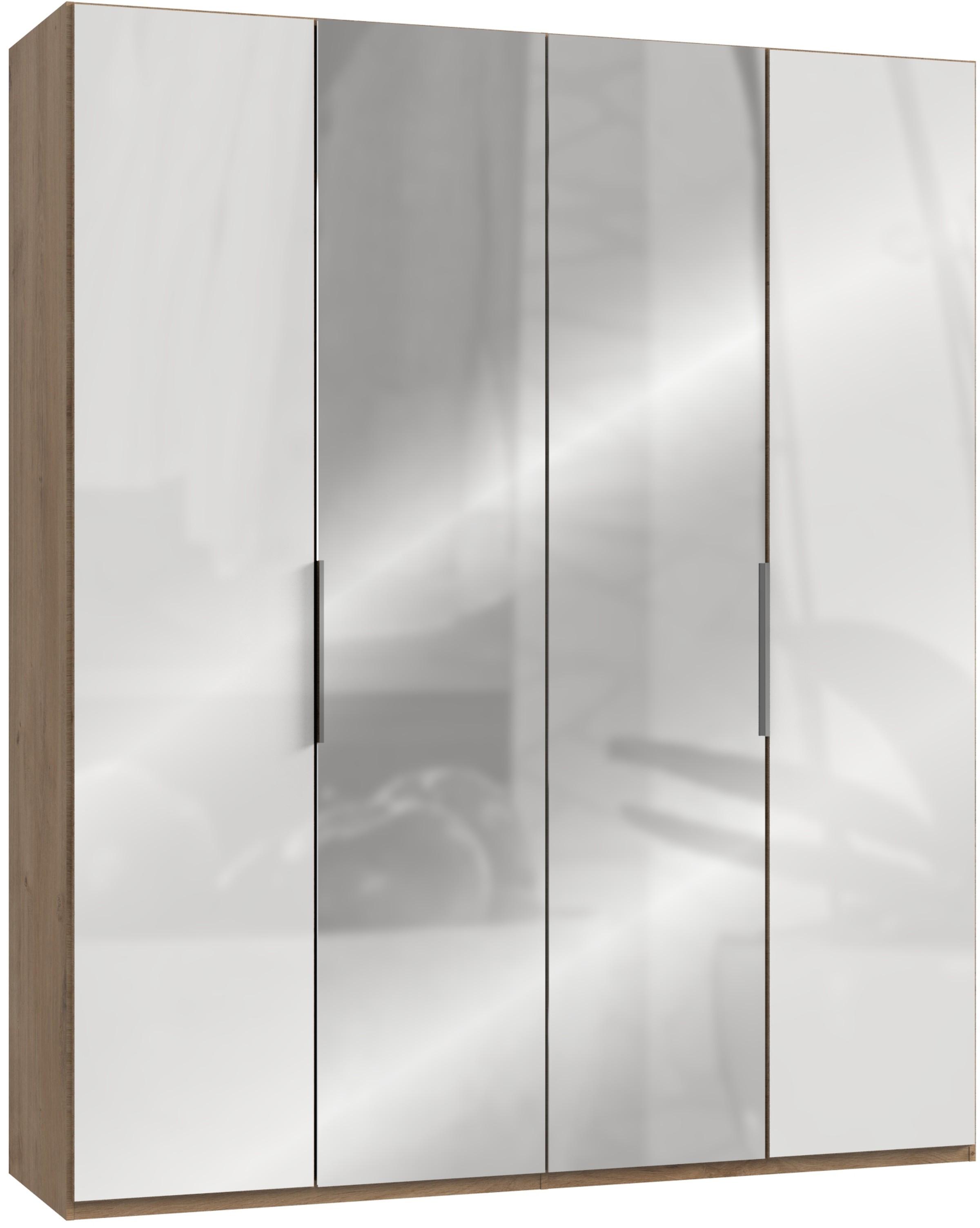 Drehtürenschrank 200cm Level, Weiß/eiche Dekor - Eichefarben/Weiß, MODERN, Glas/Holzwerkstoff (200/236/58cm) - MID.YOU
