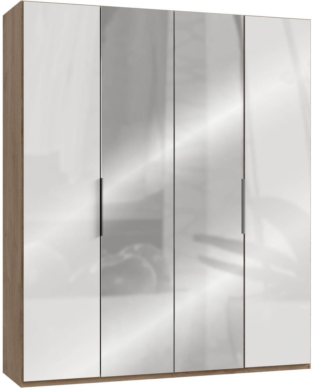 Drehtürenschrank 200cm Level, Weiß/eiche Dekor - Eichefarben/Weiß, MODERN, Glas/Holzwerkstoff (200/236/58cm) - MID.YOU