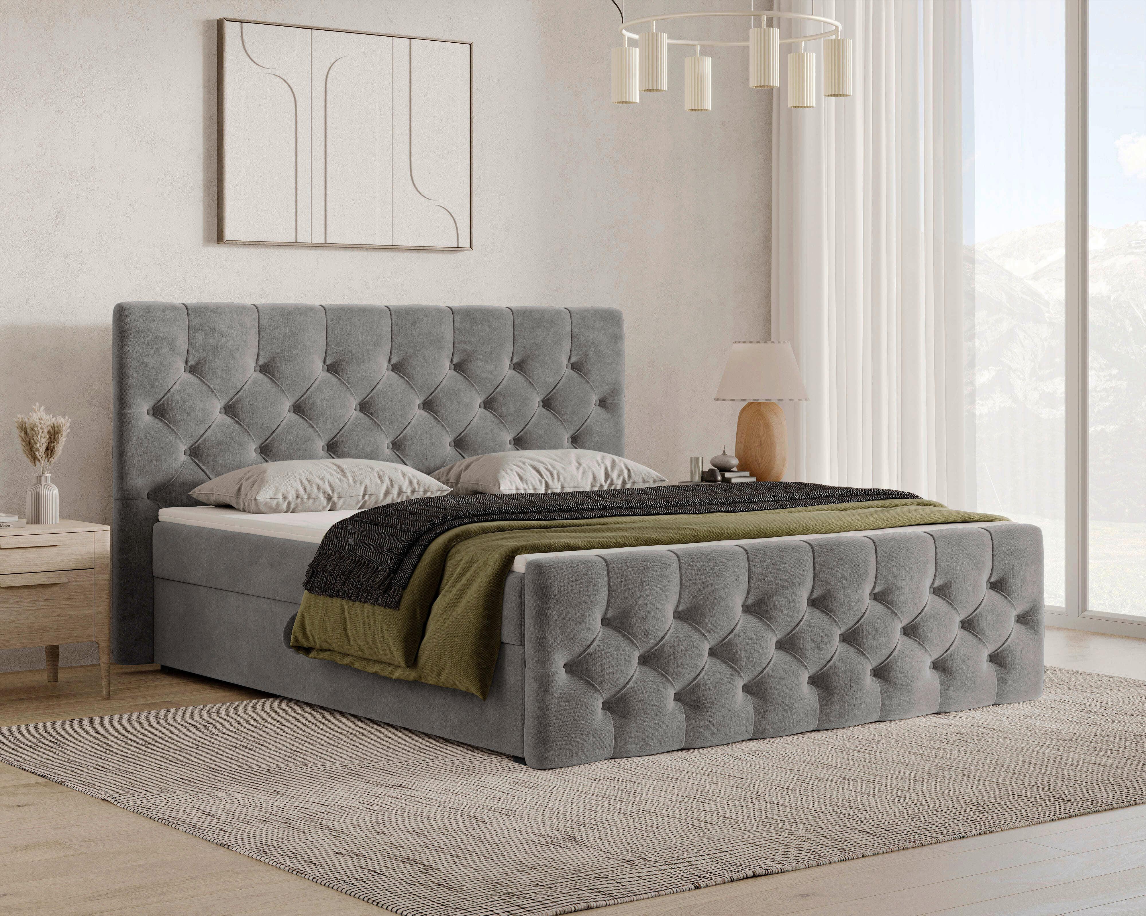 BOXBETT Karo Anthrazit 140x200cm - Anthrazit/Schwarz, MODERN, Holz/Kunststoff (140/200cm) - MID.YOU