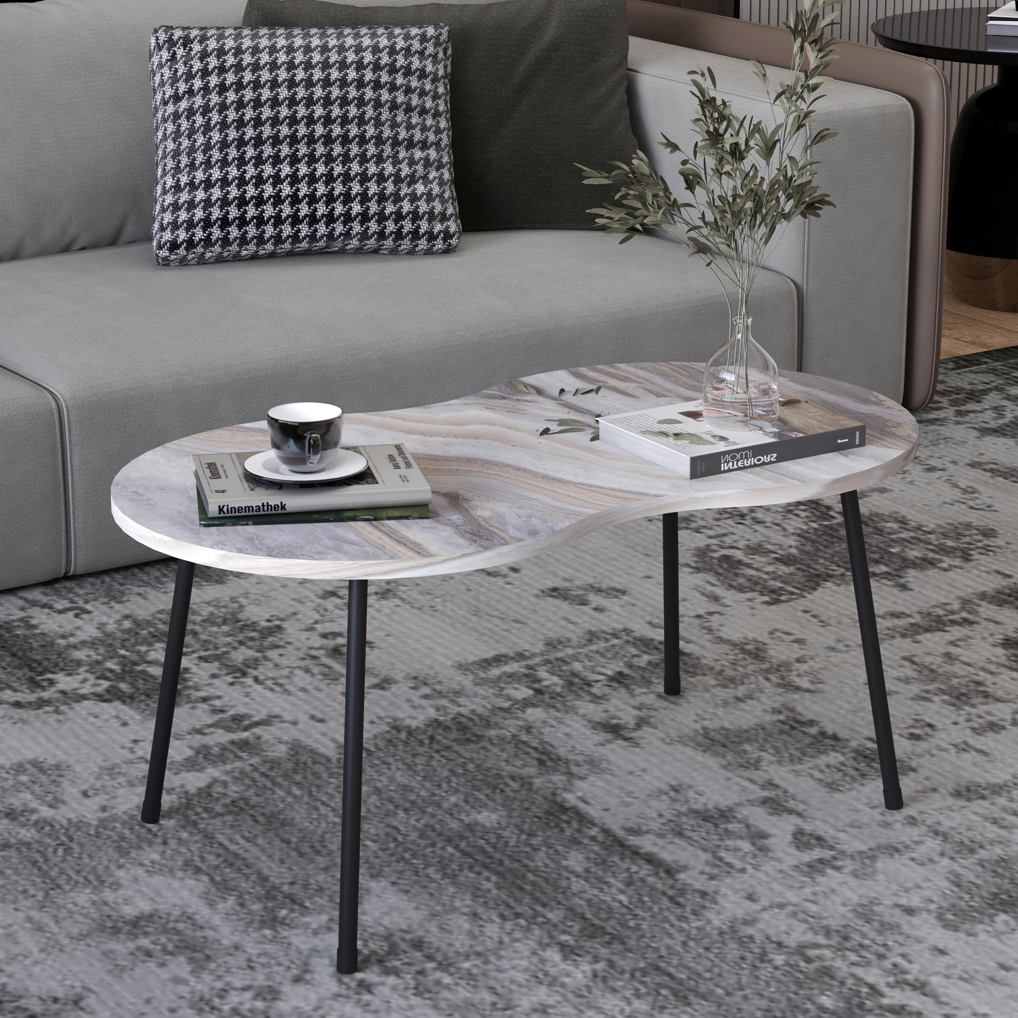 Couchtisch Mirola Weiß L: 90 cm - Schwarz/Weiß, Design, Holzwerkstoff (90/41/42cm) - MID.YOU