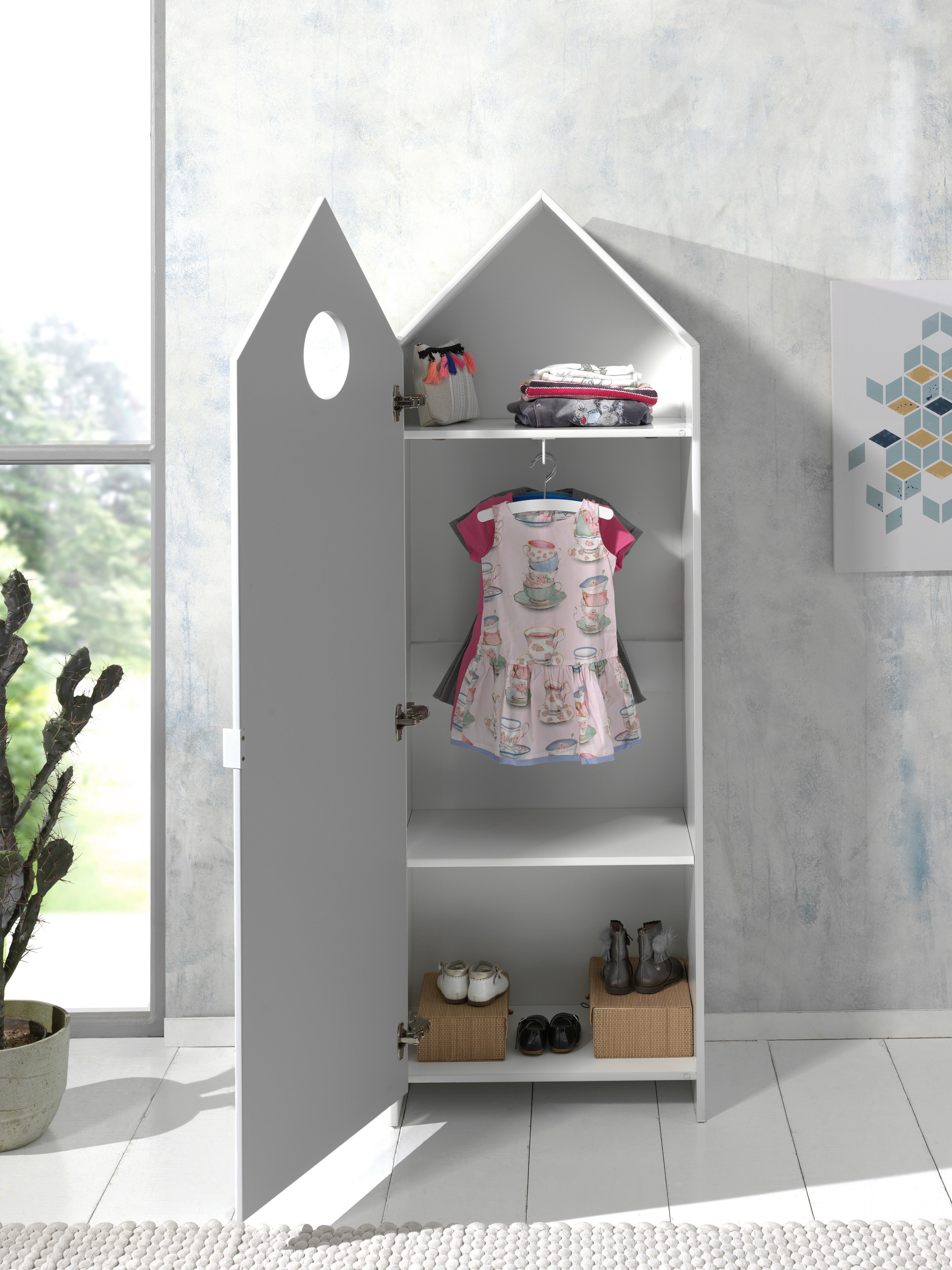 Kleiderschrank Kinderzimmer mit Kleiderstange und Einlegeböden