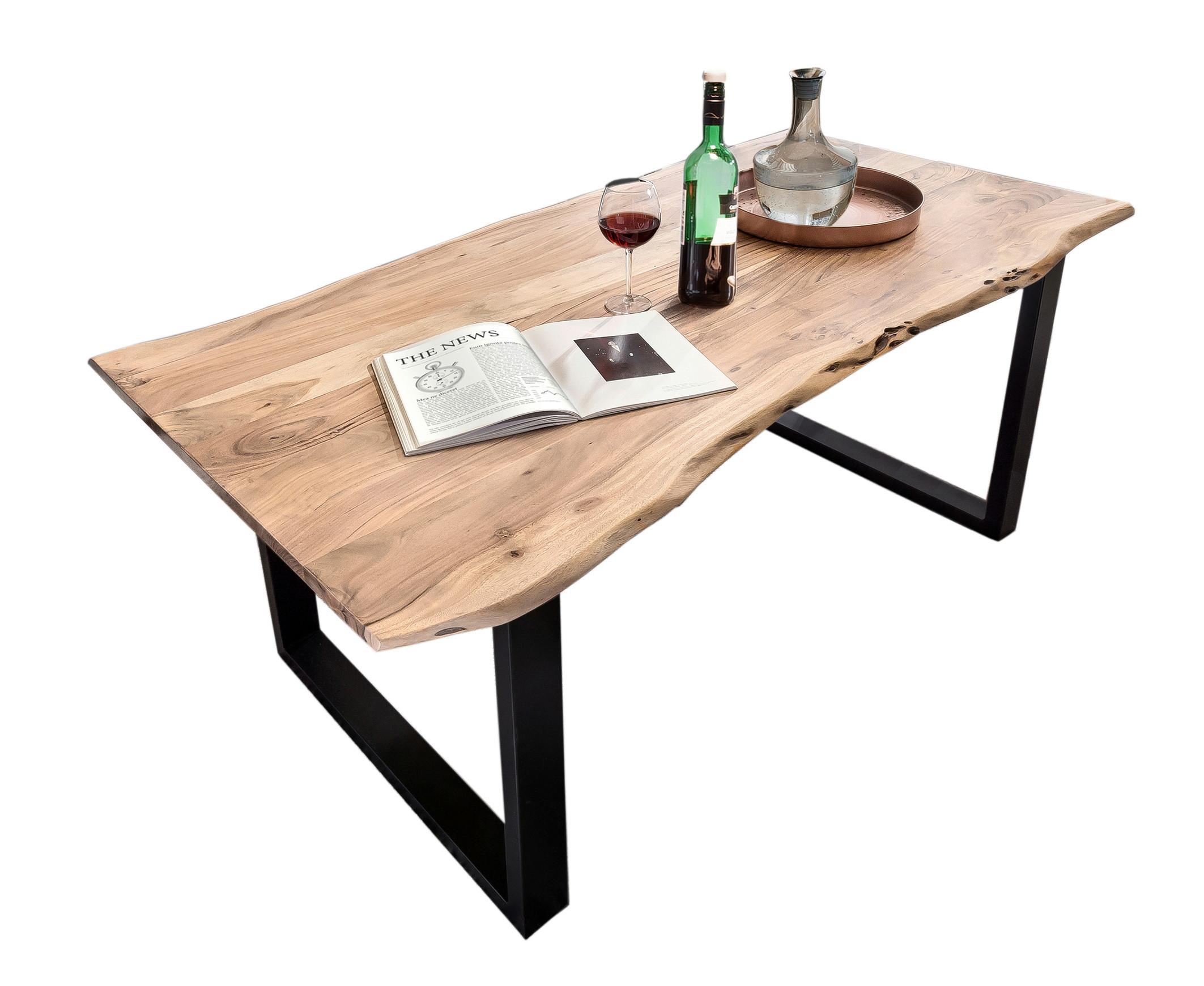 ESSTISCH Naturfarben/Schwarz L: 160cm - Schwarz/Naturfarben, MODERN, Holz/Metall (160/85/76cm) - MID.YOU