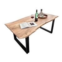 ESSTISCH Naturfarben/Schwarz L: 200cm - Schwarz/Naturfarben, MODERN, Holz/Metall (200/100/78cm) - MID.YOU