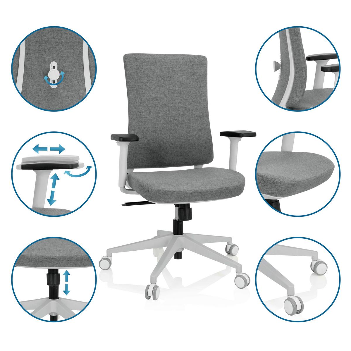 Drehstuhl Comfio Wp Grau Bis 120 Kg - Schwarz/Grau, Basics, Kunststoff/Textil (66/104/58cm) - MID.YOU