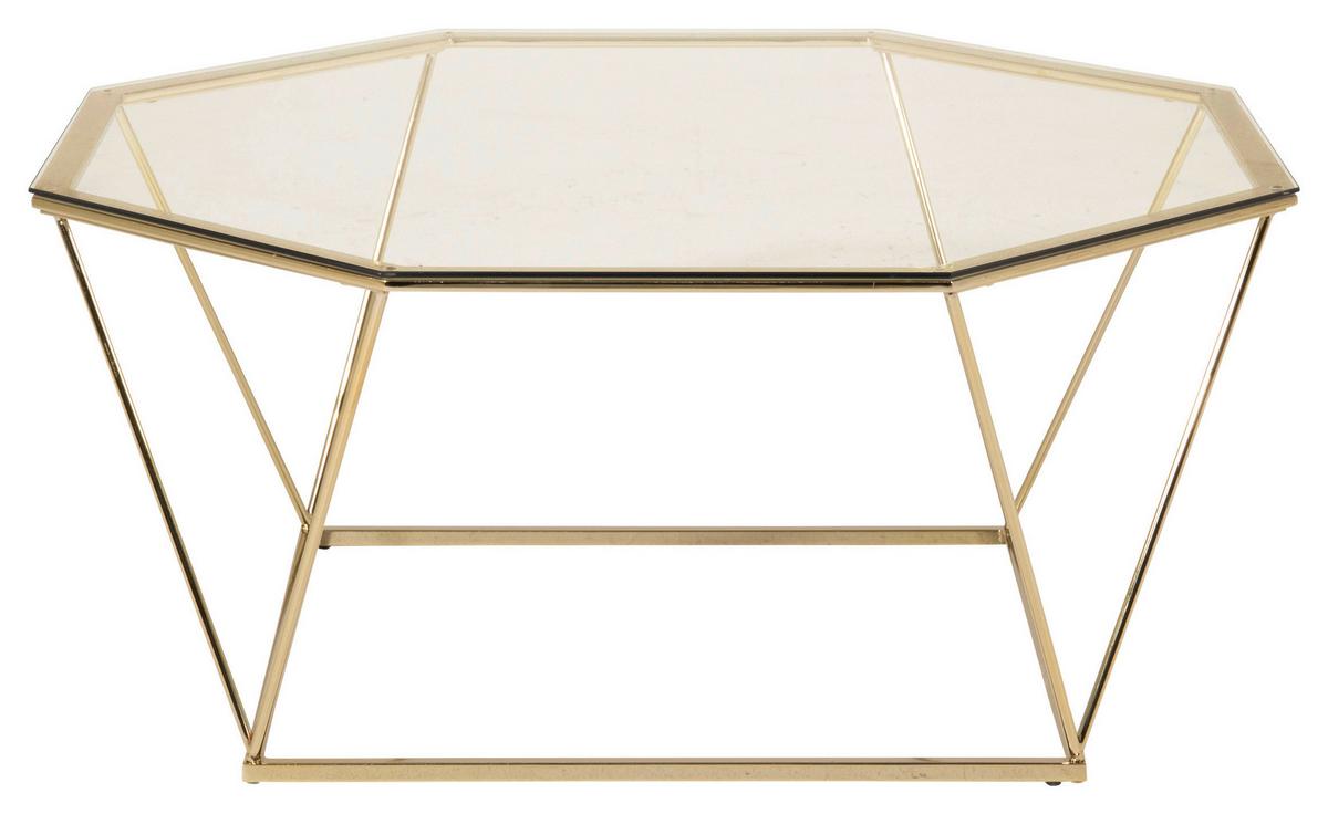 Couchtisch Österlen - Klar/Goldfarben, Design, Glas/Metall (100/100/45cm) - Livetastic