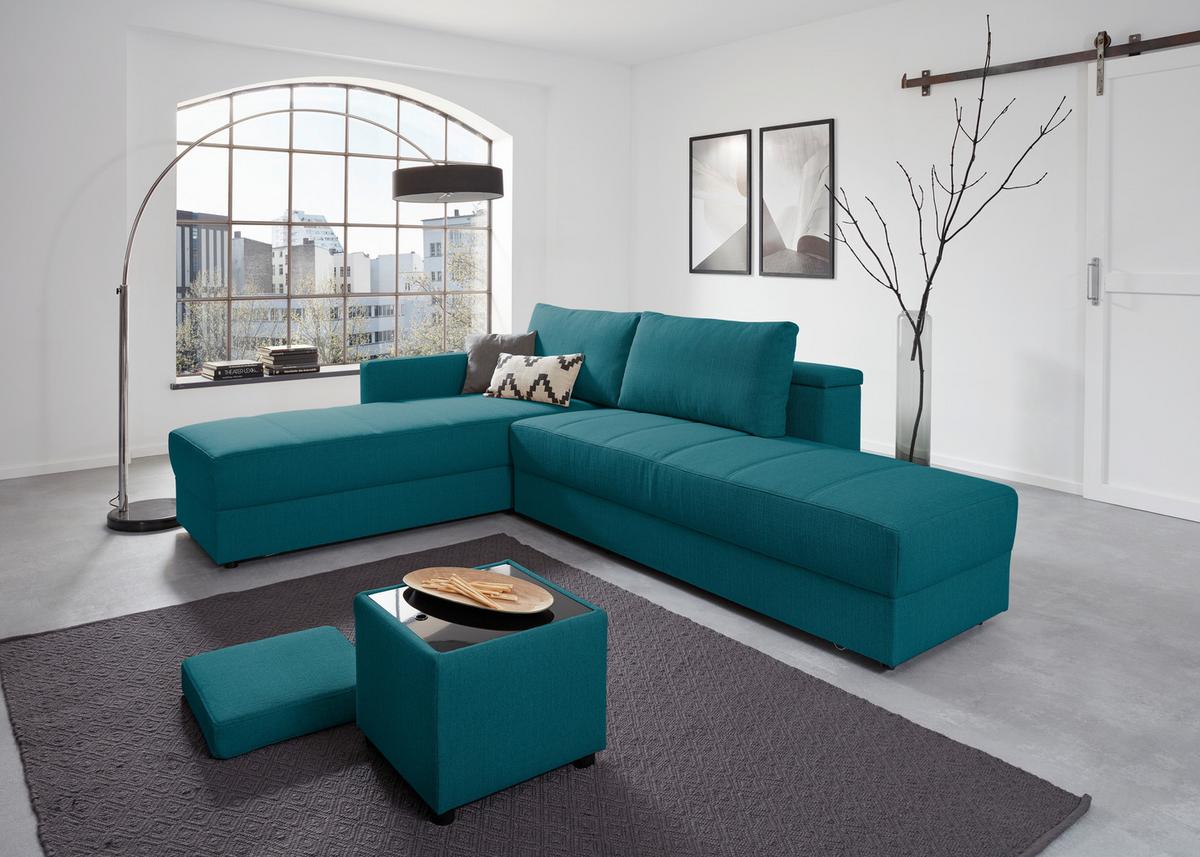 Ecksofa Looks IIi - Petrol/Schwarz, Design, Textil (287/229cm) - LOOKS by W.Joop