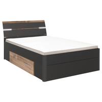 Stauraumbett Mit Beleuchtung 140x200 Cm Mars Graphit - Eichefarben/Schwarz, KONVENTIONELL, Holzwerkstoff (140/200cm) - MID.YOU