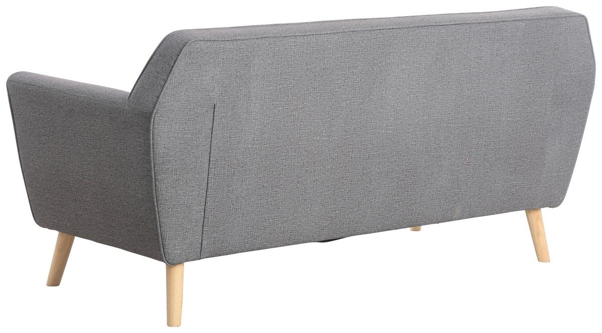 3-Sitzer-Sofa Lara - Dunkelgrau/Naturfarben, KONVENTIONELL, Holz/Textil (178/83/79cm) - P & B