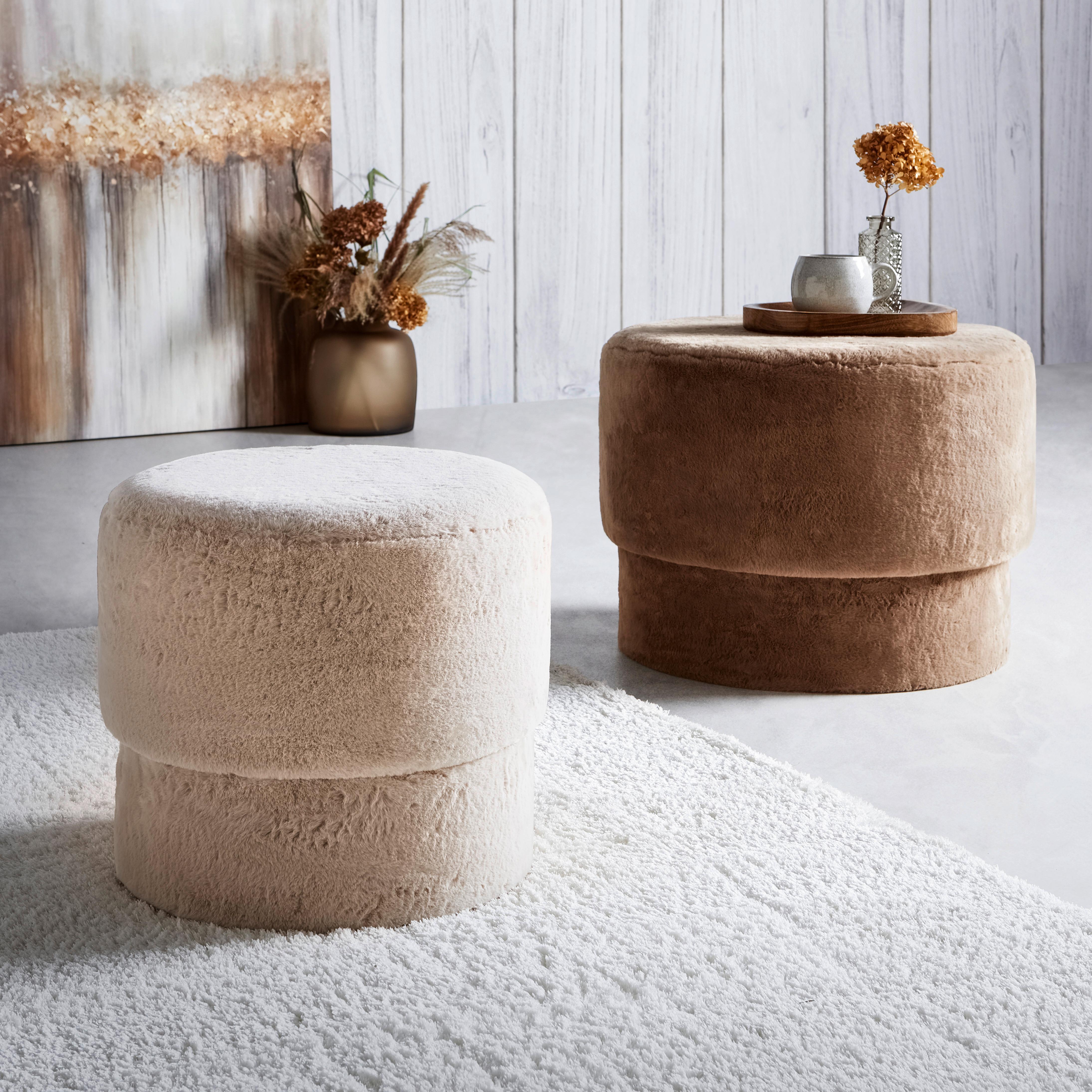 Sada taburetiek SUSA -TREND- - sivohnedá/béžová, Romantik / Landhaus, kompozitné drevo/textil (56/40/56/40/42/38cm) - Premium Living
