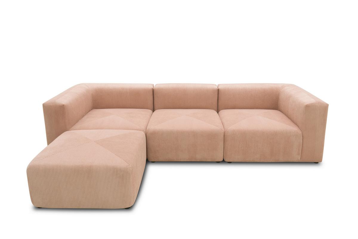 Ecksofa Rosa, Roségold B; 301 Cm - Roségold/Schwarz, Design, Textil (301/69/193cm) - MID.YOU