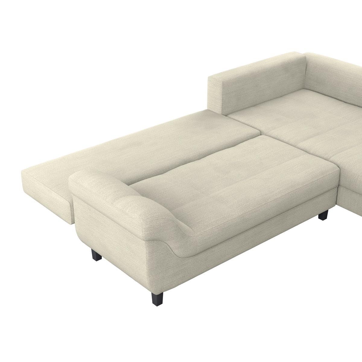 Ecksofa mit Schlaffunktion Mendoza New Chenille 309x197cm - Hellgrau/Schwarz, KONVENTIONELL, Textil (309/197cm) - Ondega