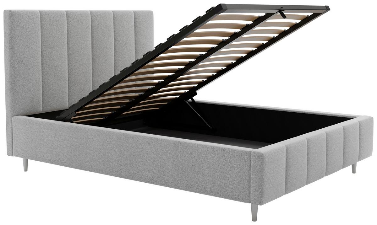 Polsterbett Talera Loft grau 140x200 cm - Buchefarben/Schwarz, KONVENTIONELL, Holz/Textil (140/200cm)