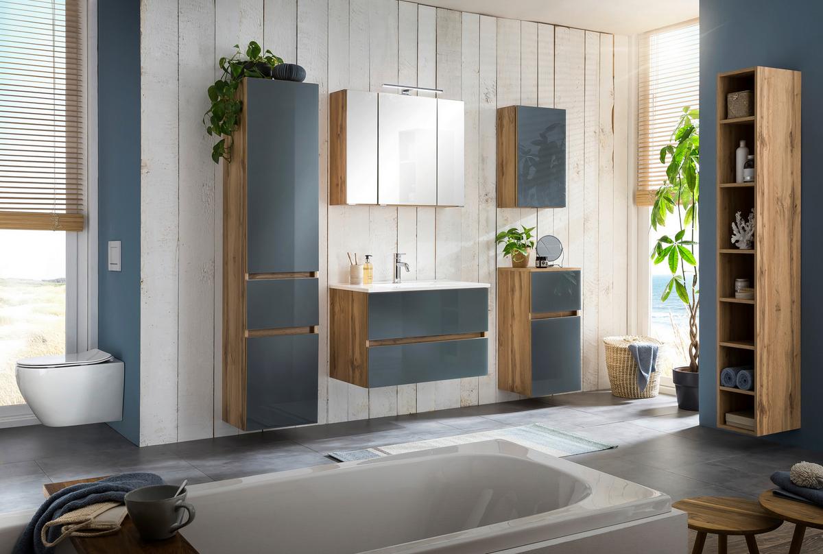 Badezimmerregal Wotaneiche Dekor 25x180 cm Helsinki - Eichefarben/Silberfarben, KONVENTIONELL, Holzwerkstoff (25/180/35cm) - Held