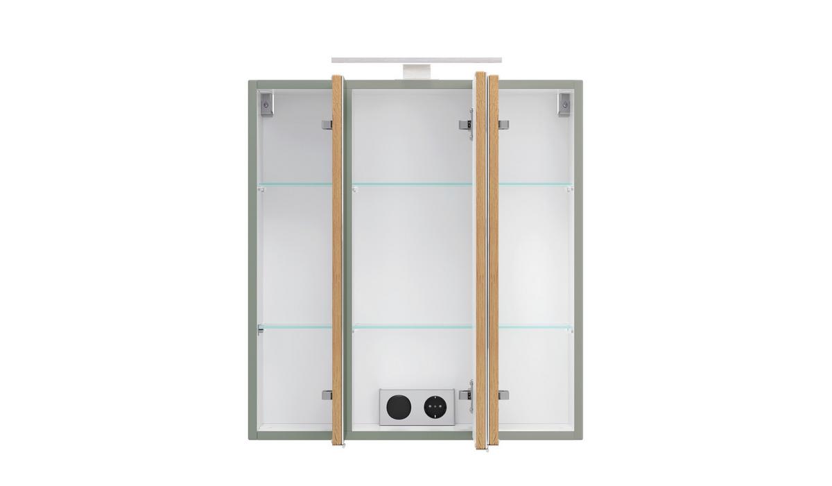 SPIEGELSCHRANK Verona Schilfgrün B: 60cm - Schilfgrün, Trend, Glas/Holzwerkstoff (60/64/20cm) - Held