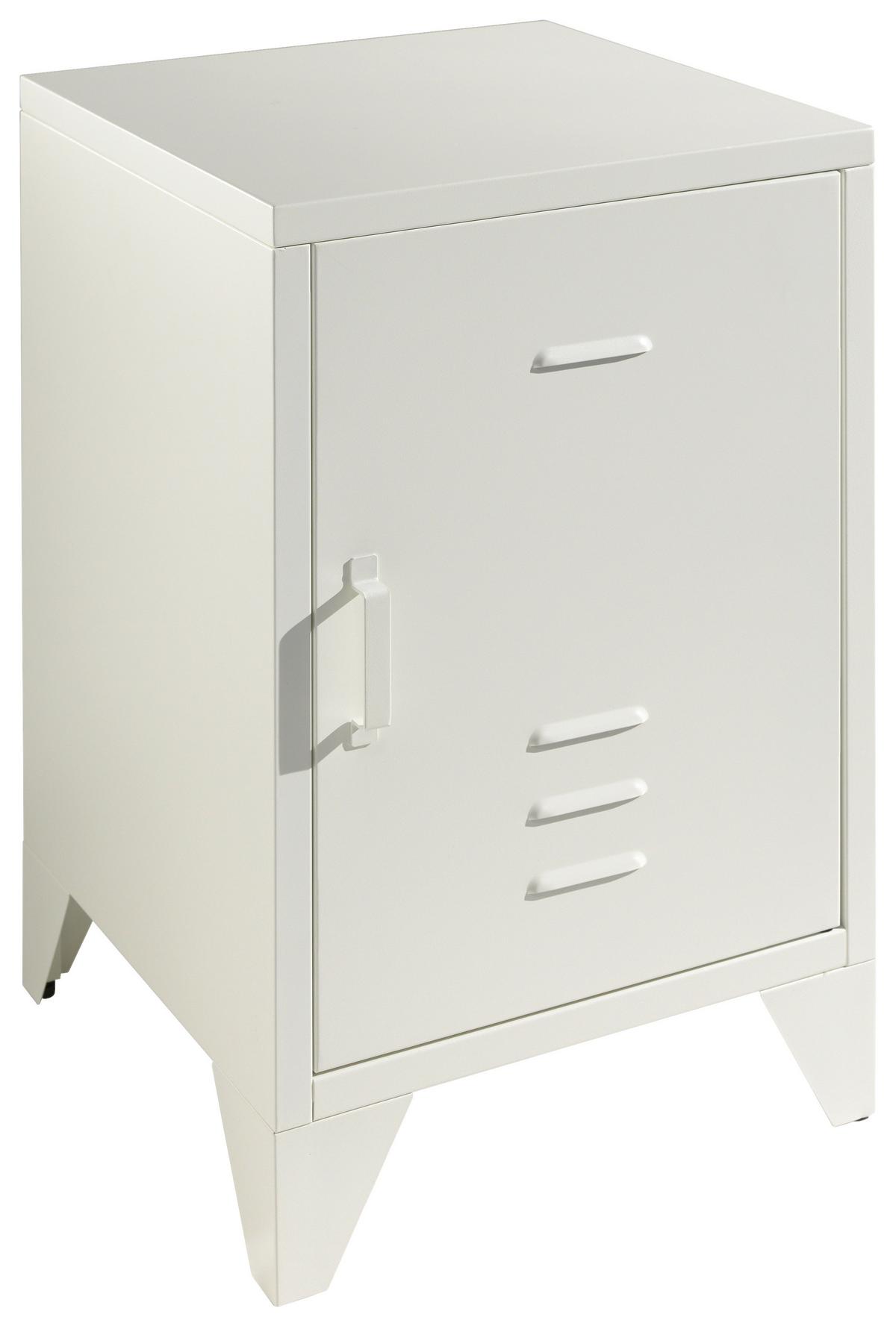 Noční stolek BRONXX bílý matní - bílá, Moderní, kov (40/60/40cm) - MID.YOU