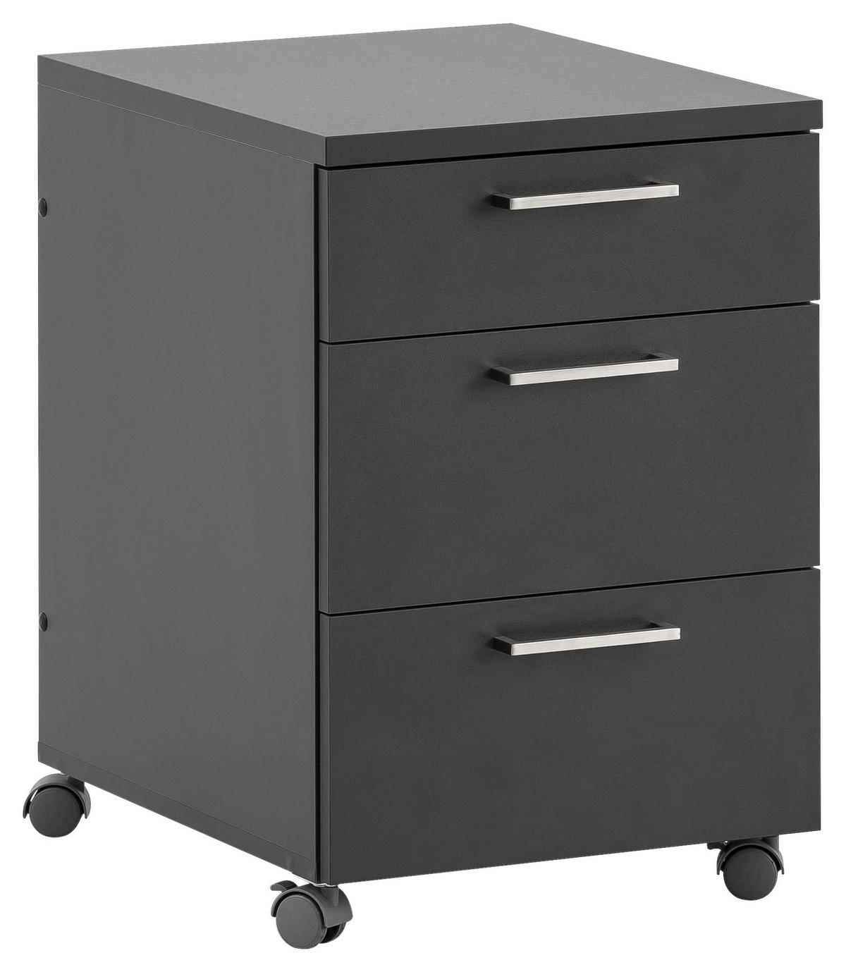 Rollcontainer Serie 1500 Anthrazit BxHxT:41,2x60,1x49,6cm - Anthrazit, KONVENTIONELL, Holzwerkstoff (41,2/60,1/49,6cm) - MID.YOU