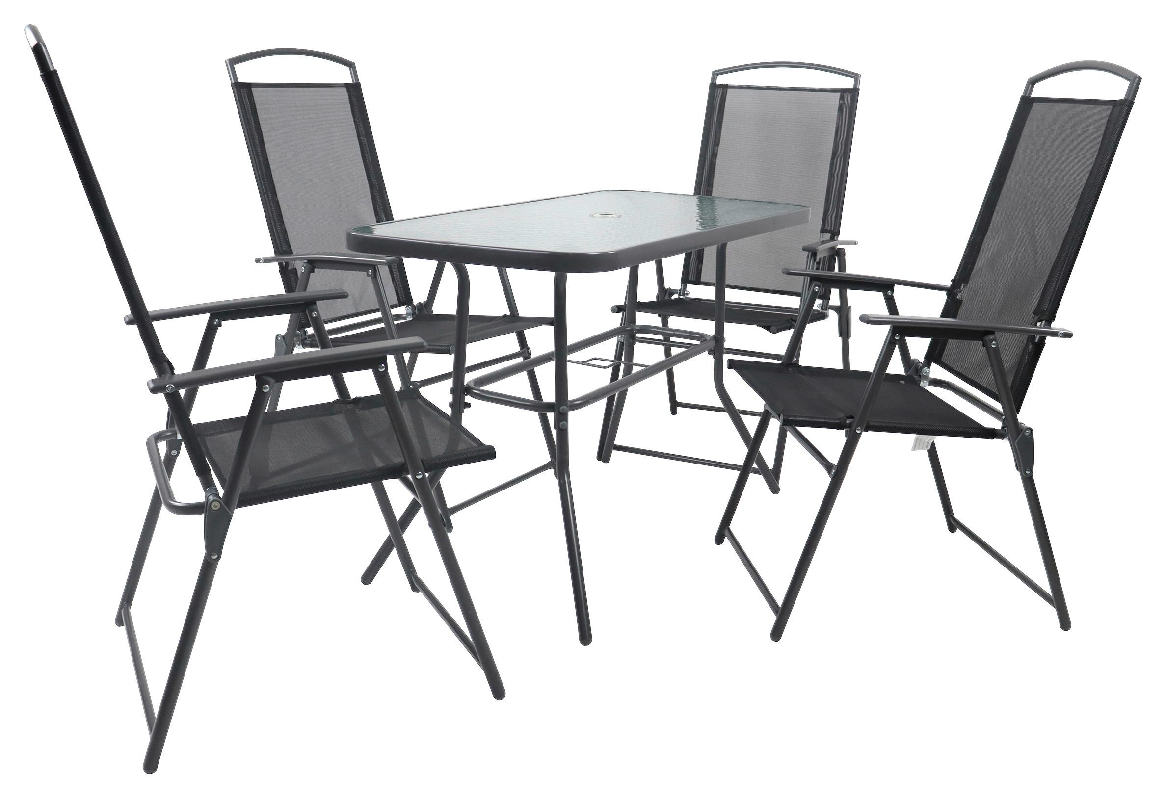 Gartentischgruppe 918146 5-Teilig Anthrazit - Anthrazit, Basics, Glas/Textil - Gardenson