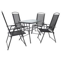 Gartentischgruppe 918146 5-Teilig Anthrazit - Anthrazit, Basics, Glas/Textil - Gardenson