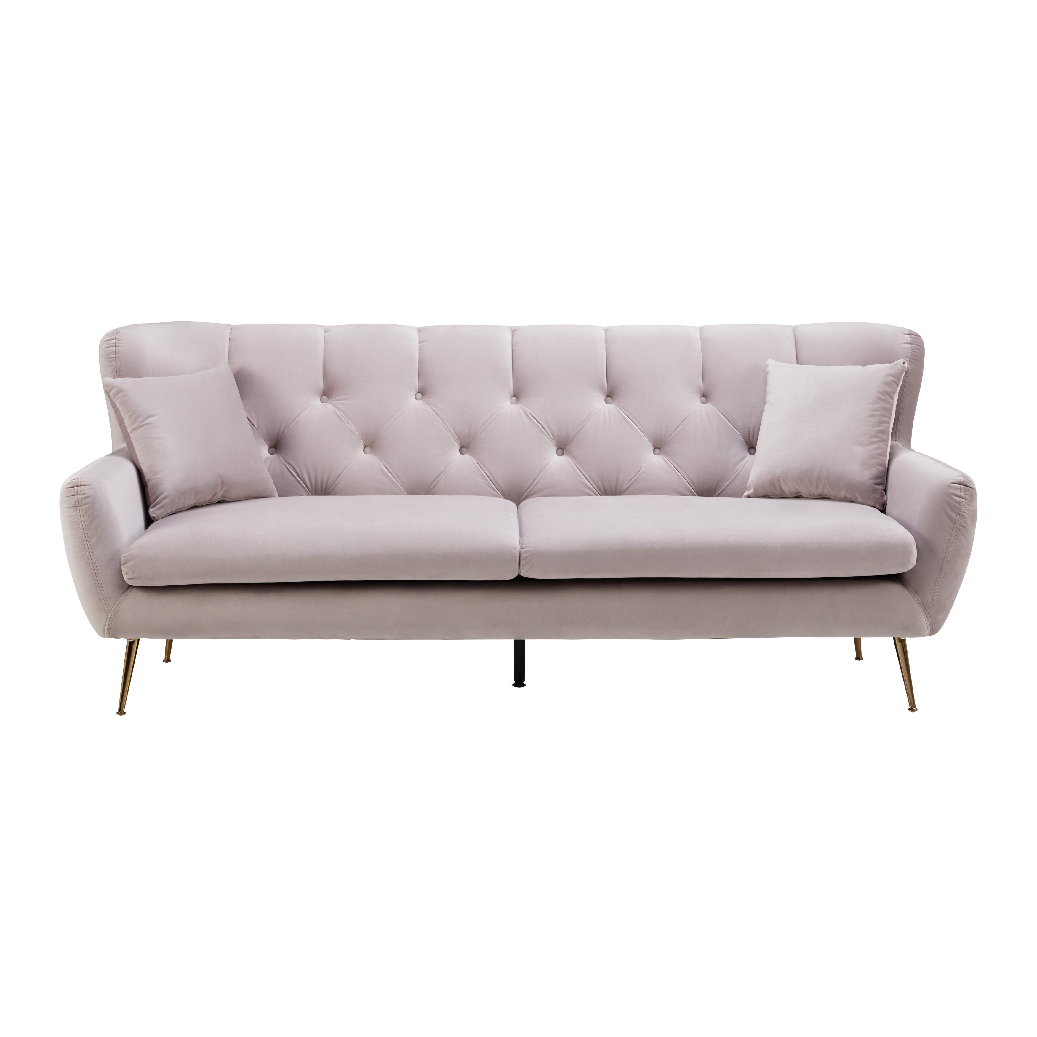 Pohovka Liliana Ružová - ružová/ružové zlato, Moderný, kov/drevo (227/95/93cm) - Bessagi Home