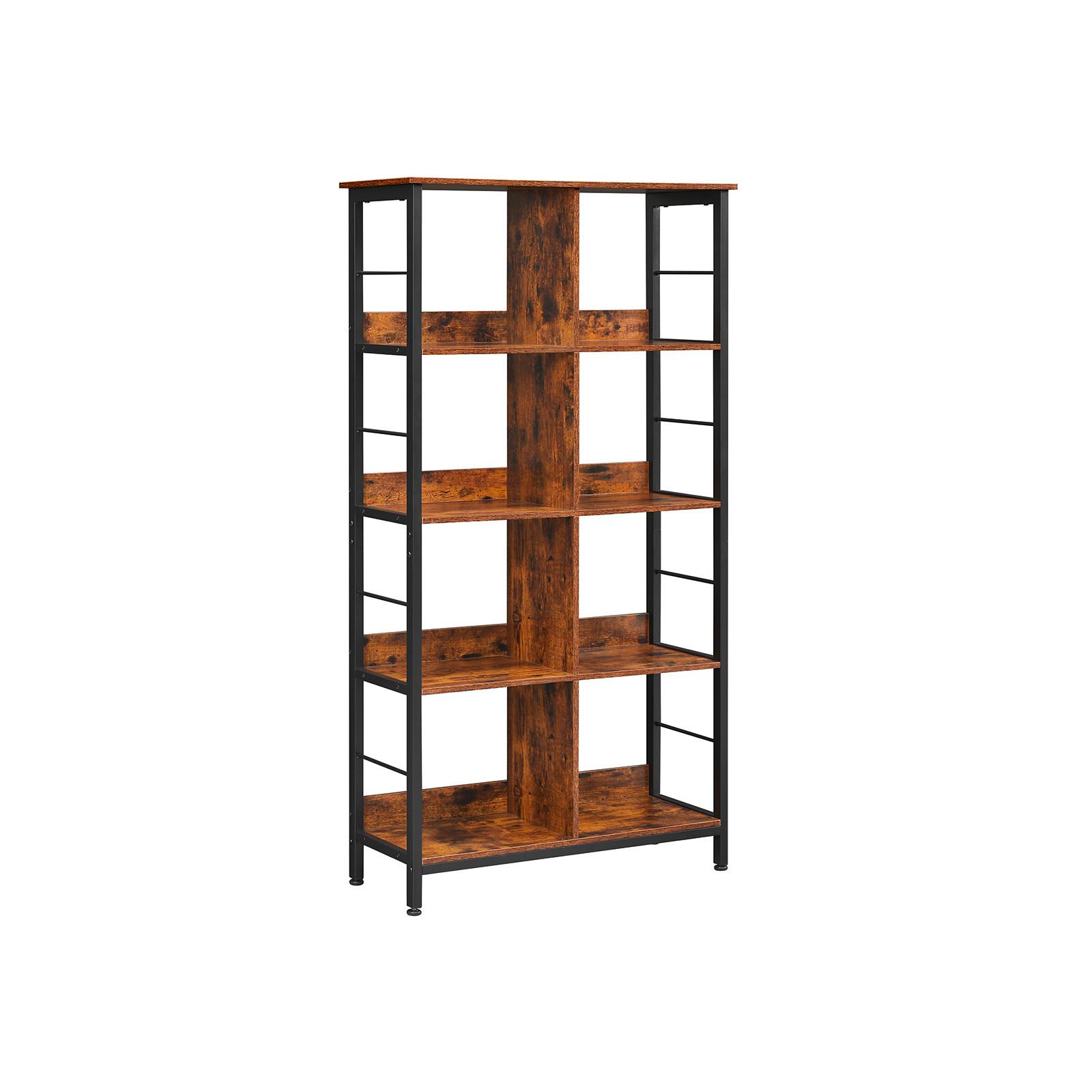 Nástenná knihovna IRON - hnedá/čierna, Basics, kov/kompozitné drevo (80/149/33cm) - Boxxx