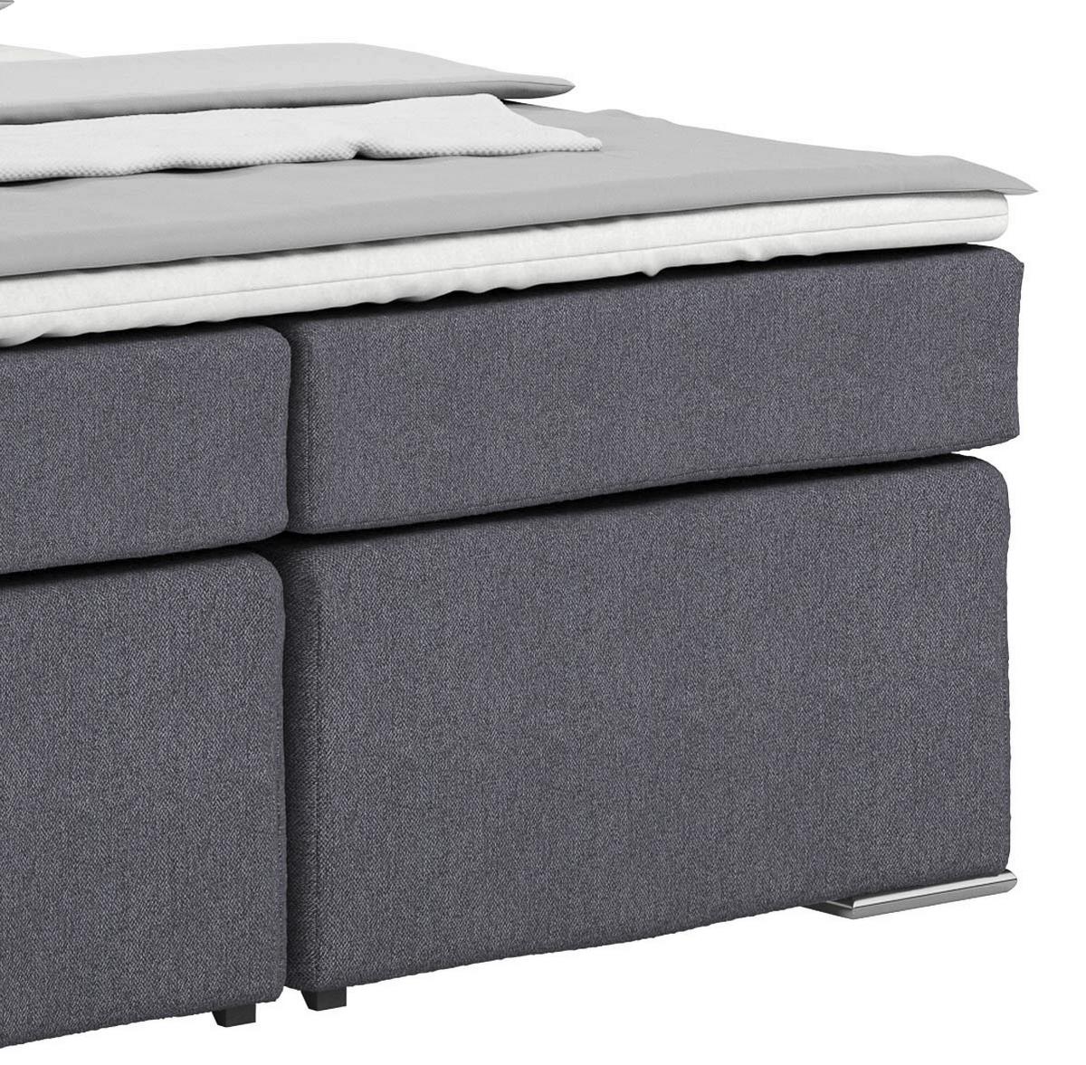 Postel Boxspring NERO PL: 160/200 cm, tmavě šedá - tmavě šedá/světle šedá, Konvenční, kov/textil (160/200cm)
