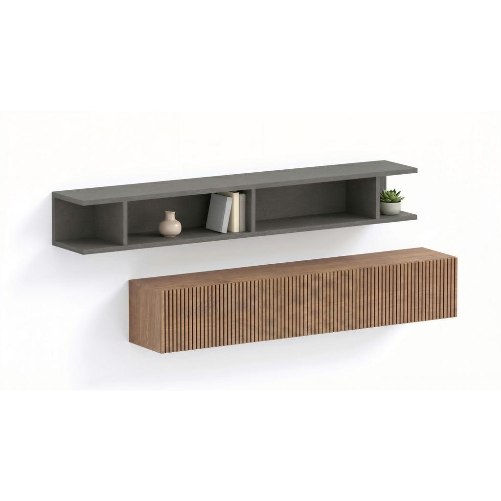 Wandregal Cortina Braun/Lavagrau B: 138-208cm