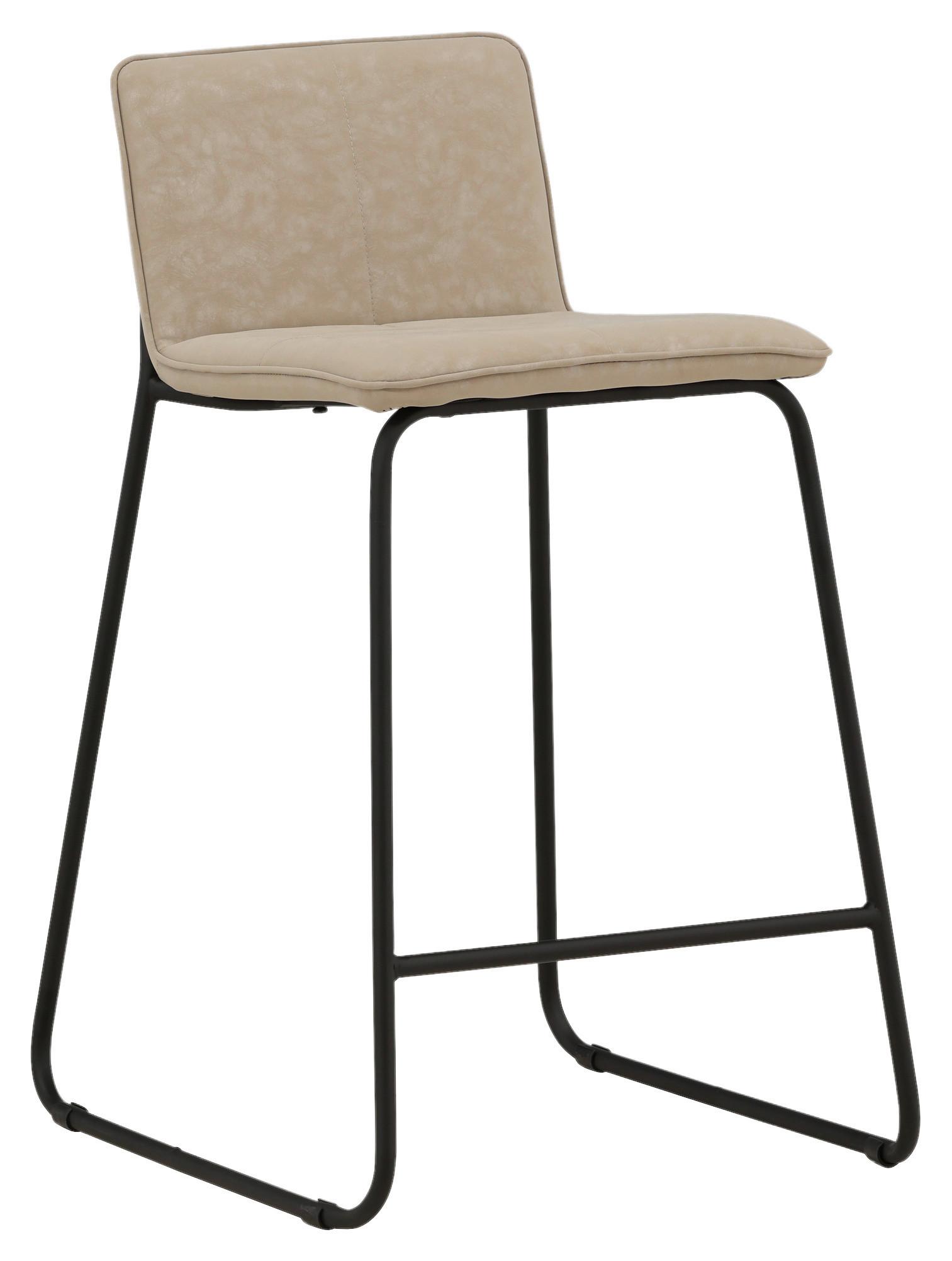 Barhocker-Set Bisbee - Beige/Schwarz, Design, Textil/Metall (41/84/50cm) - Livetastic