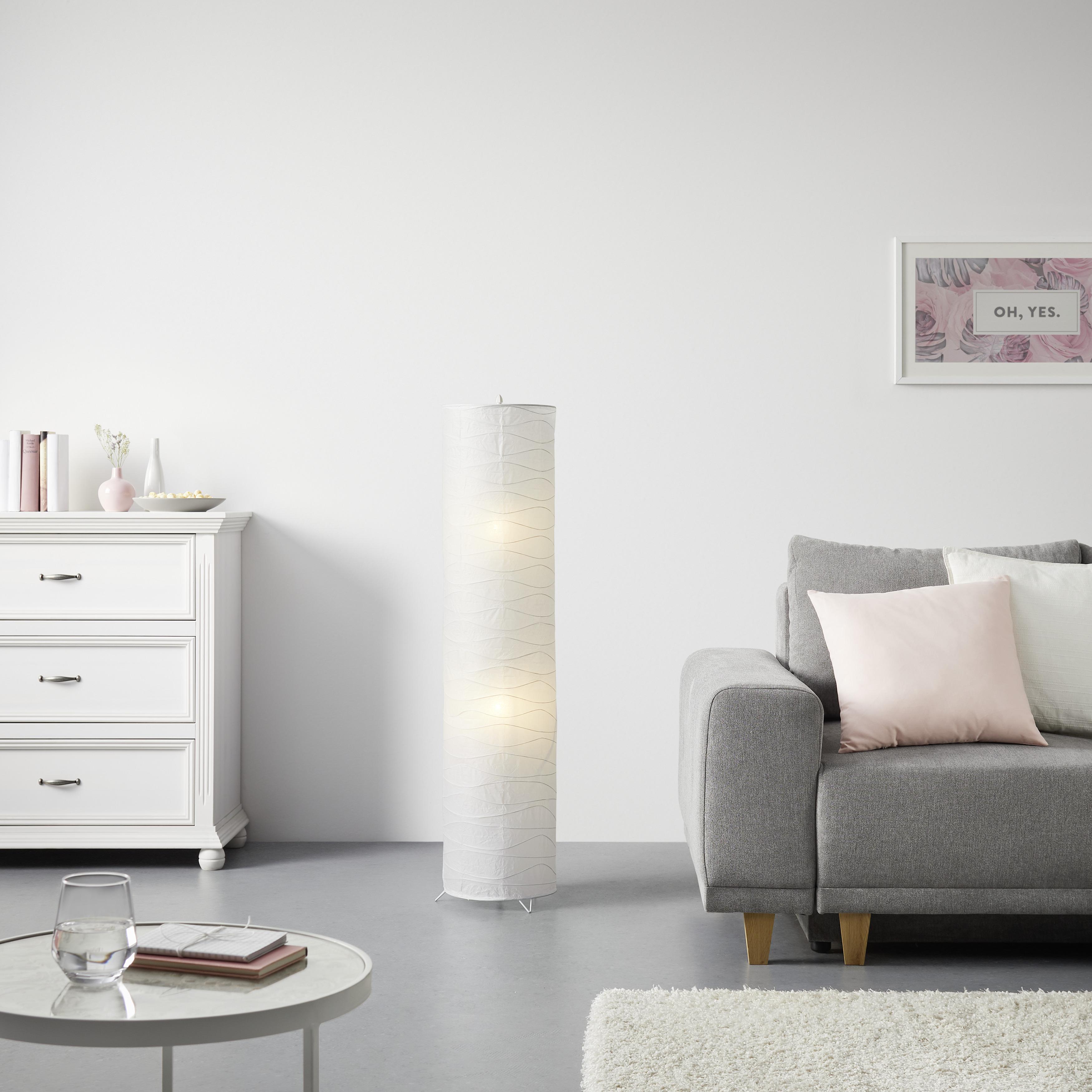 Stojací Lampa Francesco V: 120cm, 60 Watt - bílá/barvy chromu, Konvenční, kov/papír (28/120cm) - Modern Living