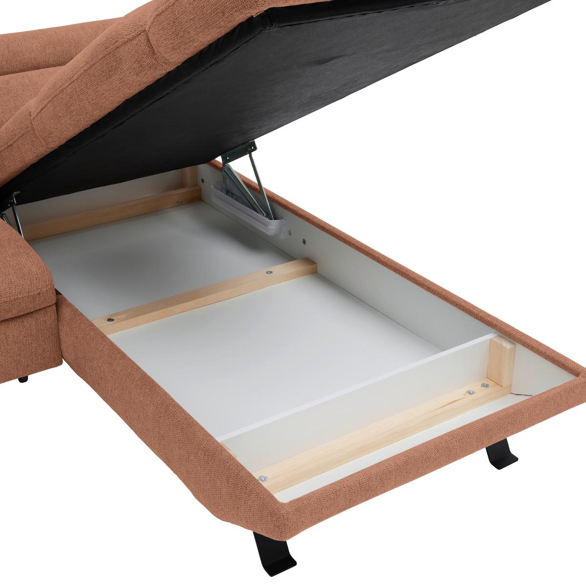 Rohová sedačka RAVEN, pravá, marhuľová - marhuľová/čierna, Modern, kov/textil (257/198cm) - Mömax