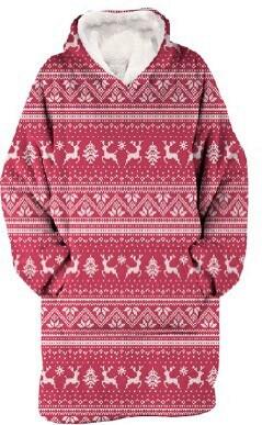 PONČO HOODIE CHRISTMAS KNIT - vícebarevná, textil (87/70cm)