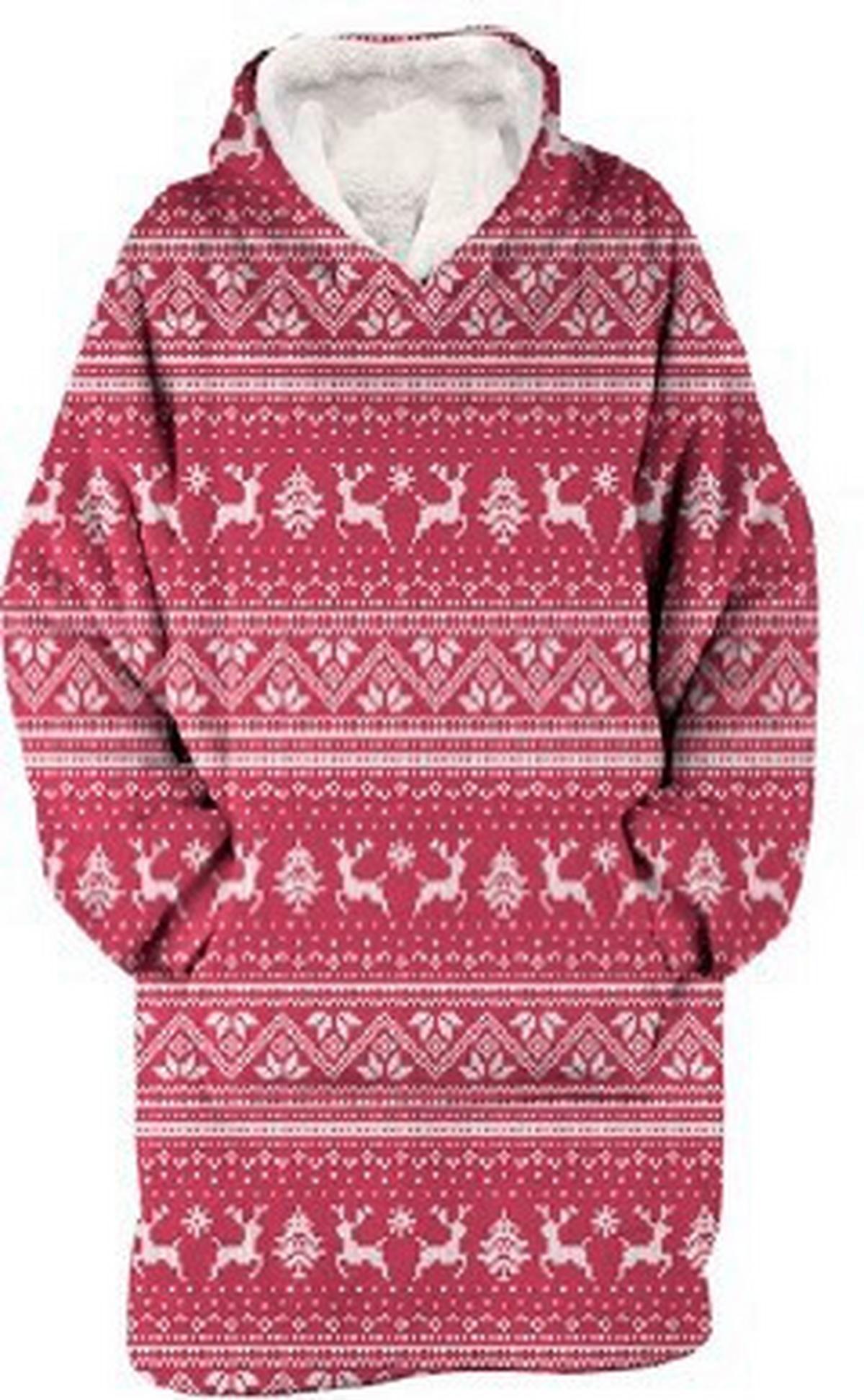 PONČO HOODIE CHRISTMAS KNIT - vícebarevná, textil (87/70cm)