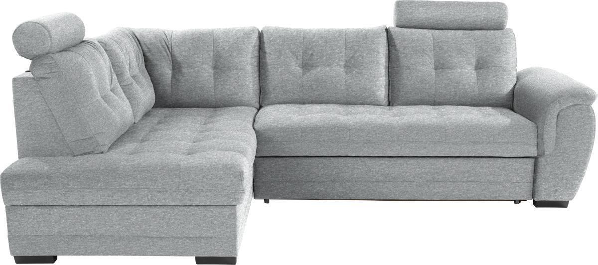 Ecksofa Mit Schlaffunktion + Bettkasten Falco, Webstoff - Dunkelbraun/Hellgrau, KONVENTIONELL, Textil (183/251cm) - Ondega