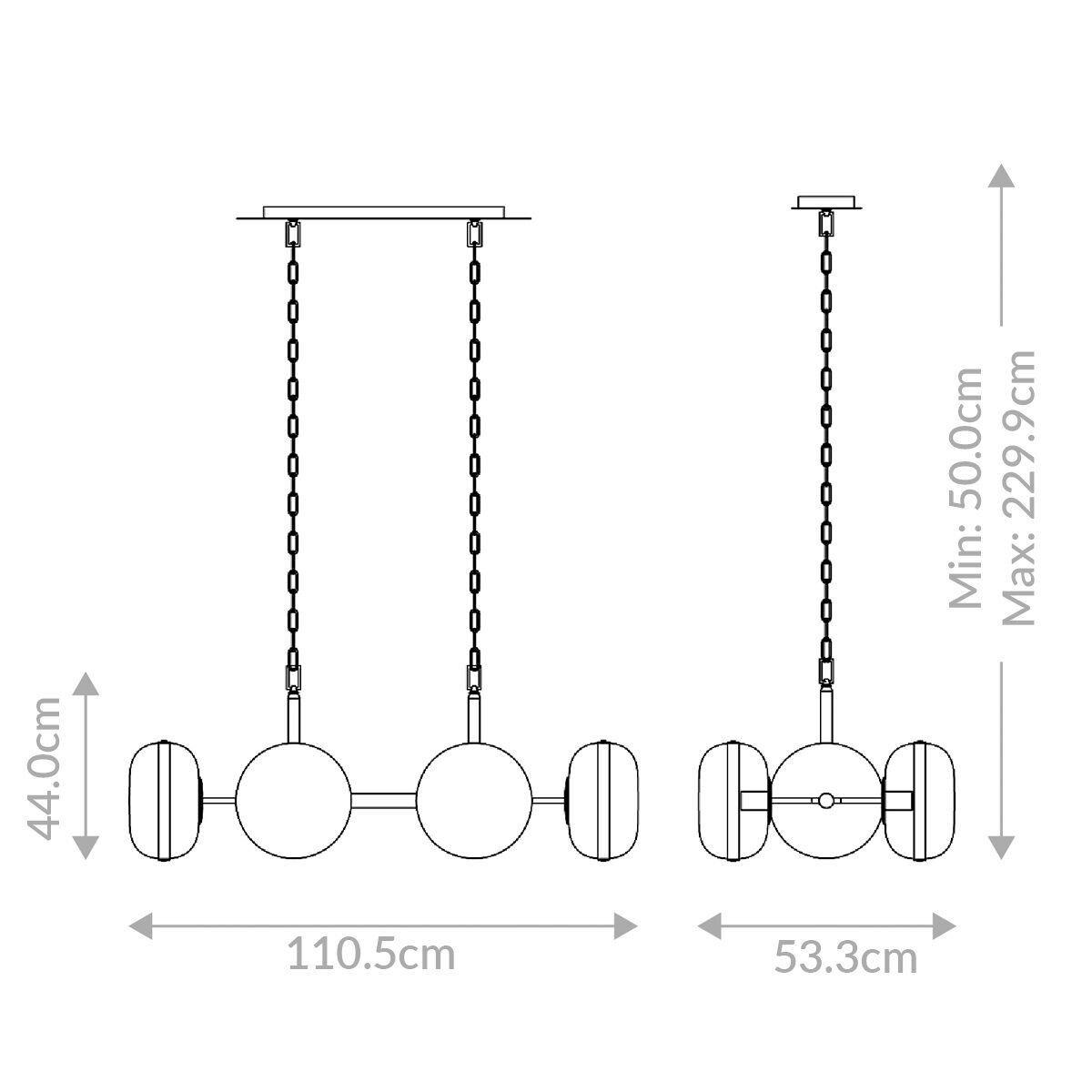 Függeszték Qn-Nottingham-6lp-Ab - sárgarézszínű, Konventionell, üveg/fém (44/110,5/53,3cm) - Elstead Lighting
