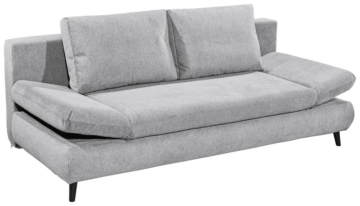 Schlafsofa Sunny 3Dl Hellgrau B: 212 cm - Hellgrau/Schwarz, KONVENTIONELL, Holzwerkstoff/Textil (212/88/101cm) - MID.YOU