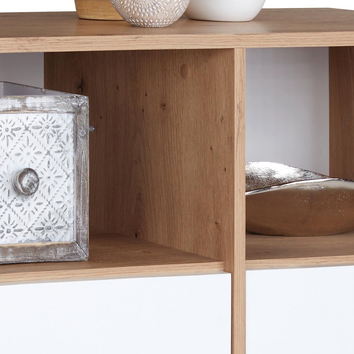 Komód Box 98/85 Cm - tölgyfa színű/fehér, Modern, faalapú anyag (99/85/40cm) - Ondega