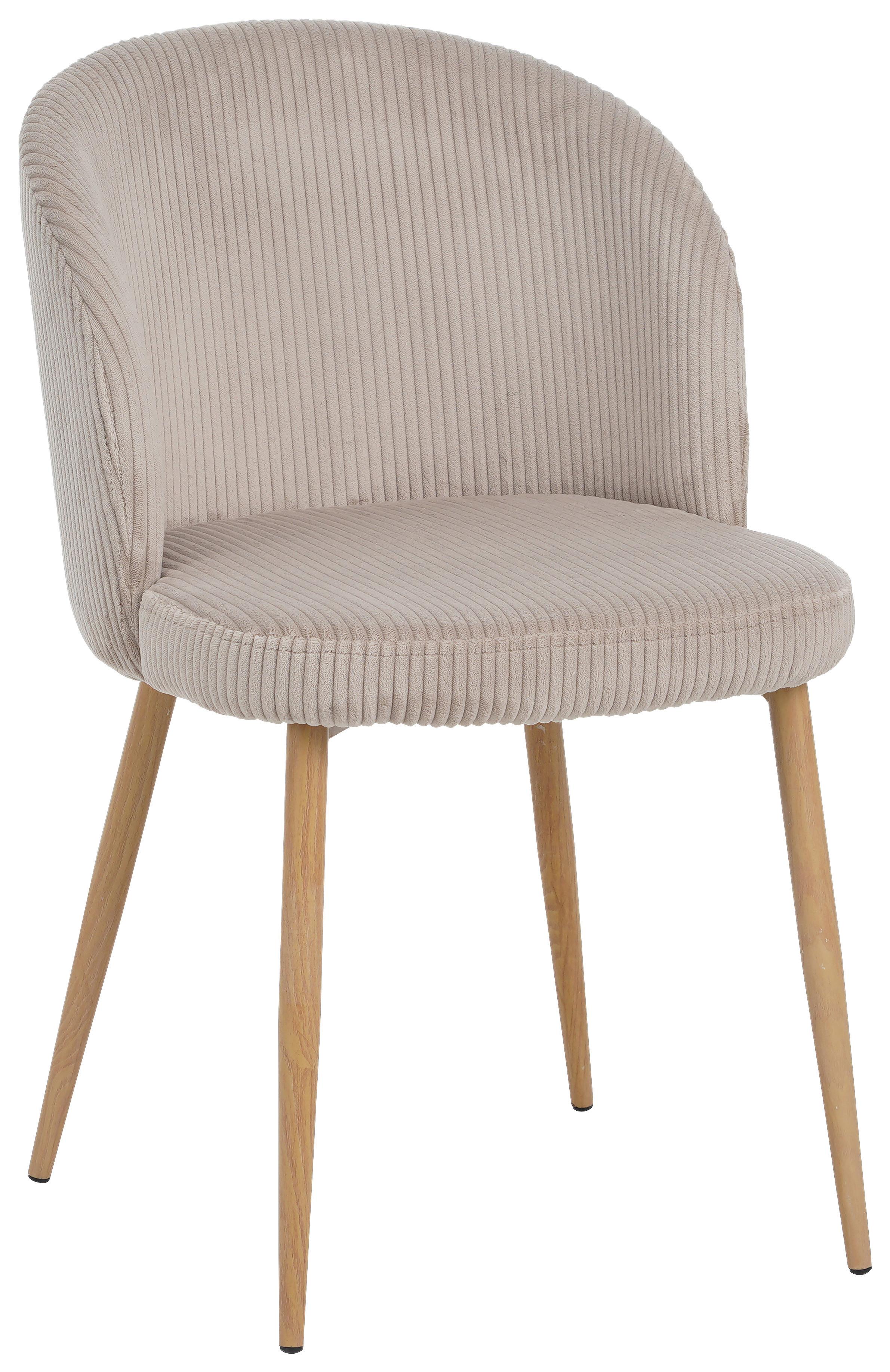Vierfußstuhl Feri Webstoff Beige, B: 49 cm - Beige/Naturfarben, KONVENTIONELL, Textil/Metall (49/78/58cm) - MID.YOU
