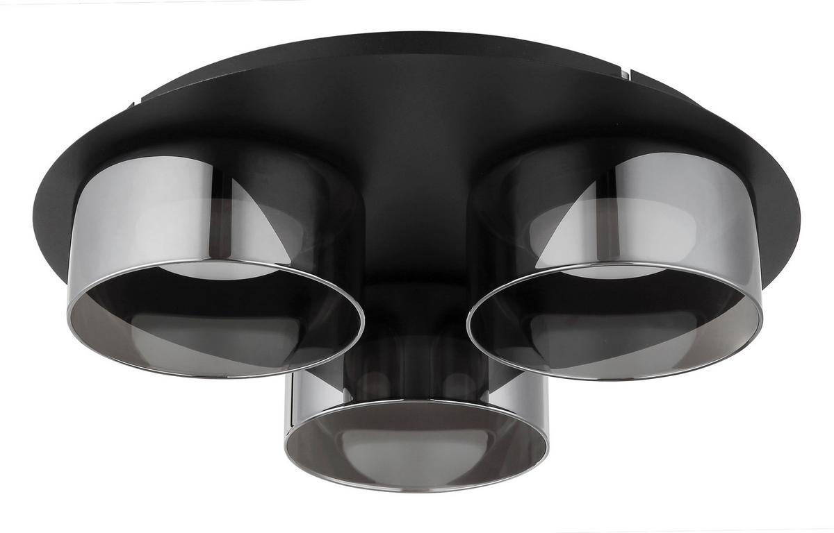 LED-Deckenleuchte 400lm - Schwarz/Grau, Design, Glas/Metall (35/9cm) - Globo