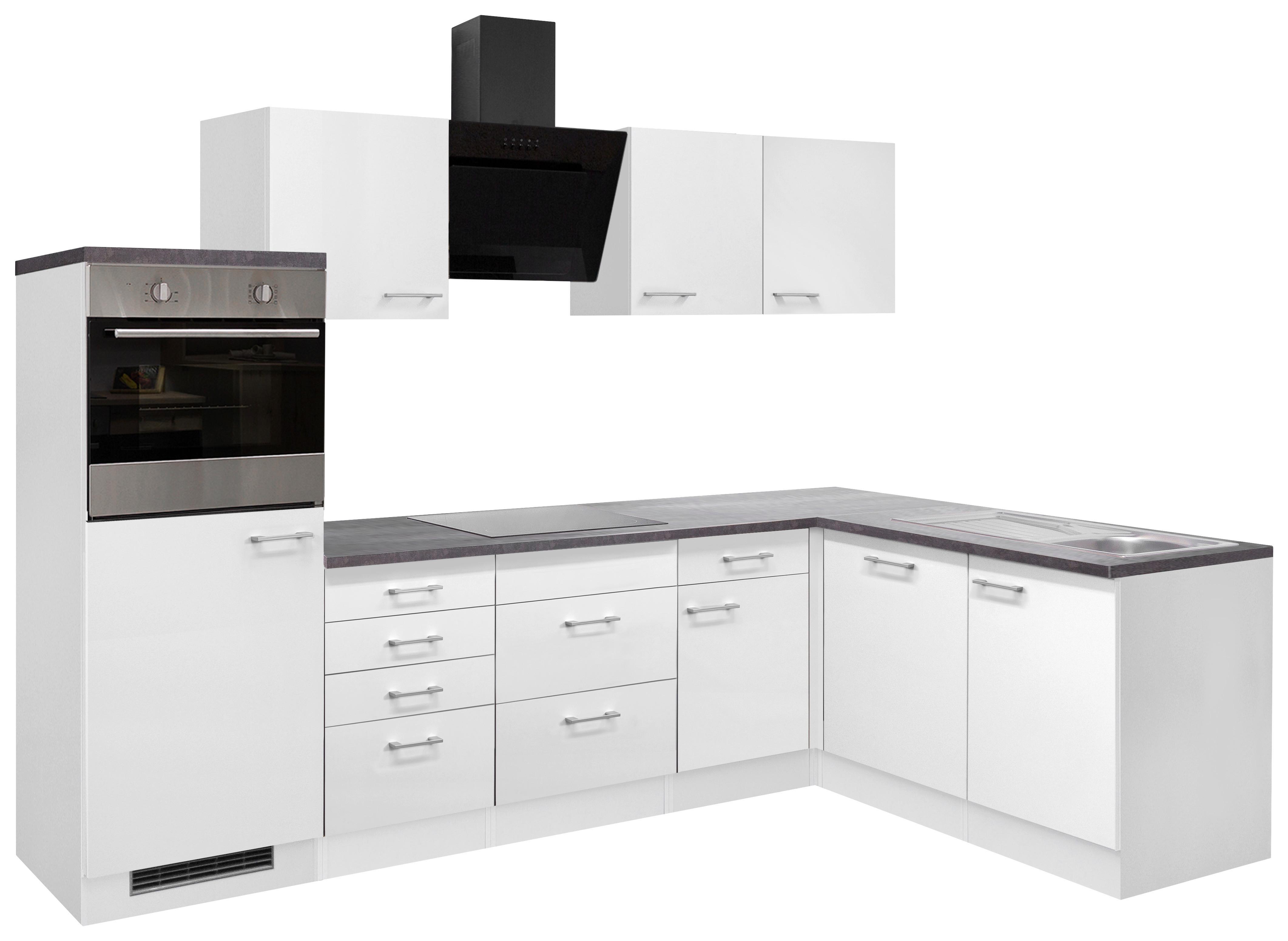 Eckküche Lucca M. Geräten 280x170 Cm Weiß Modern - Graubraun/Weiß, KONVENTIONELL, Holzwerkstoff (280/170cm) - FlexWell